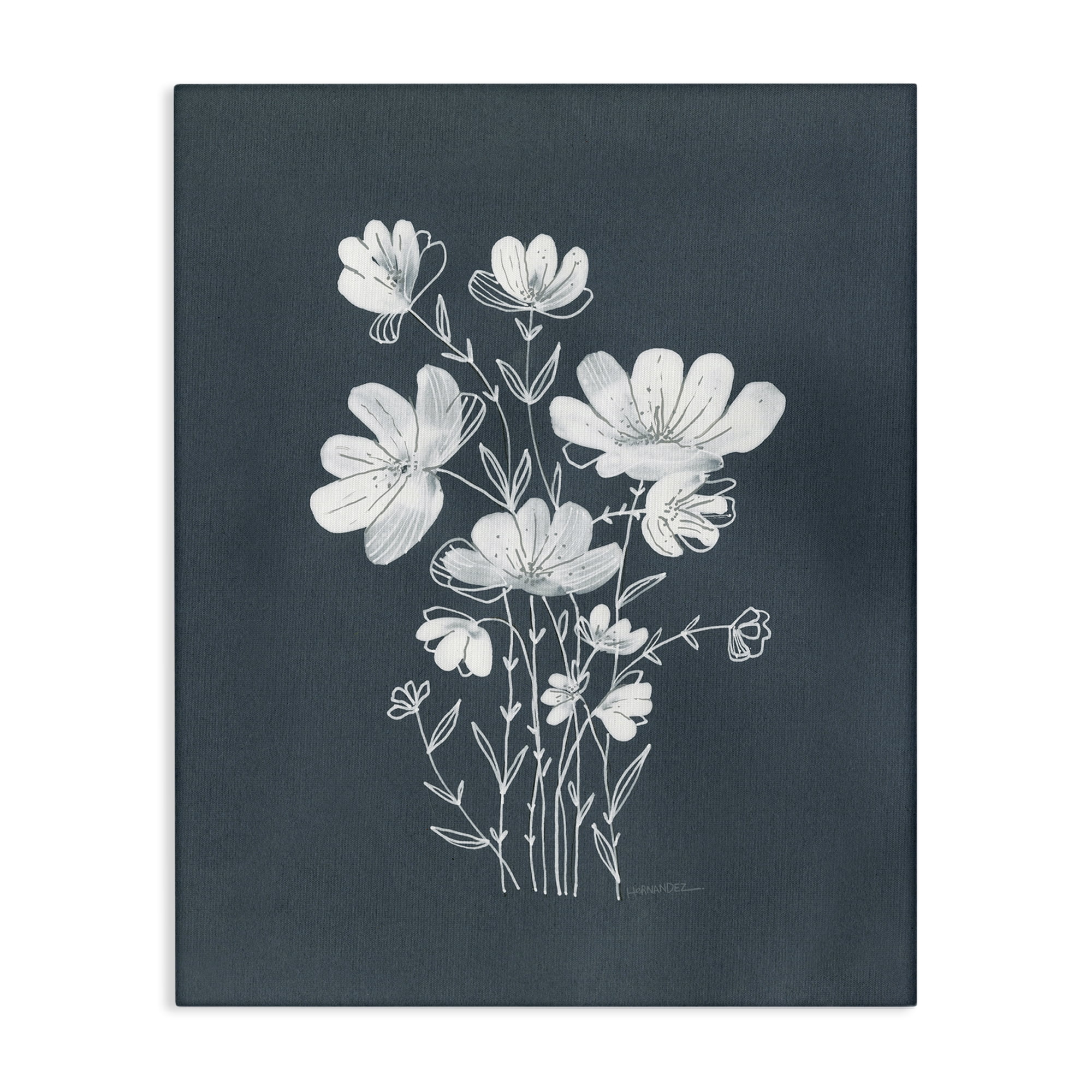 Stupell Industries White Simple Florals Plants & Flowers Painting Wrapped Canvas Art Print Wall Art, 16 x 20