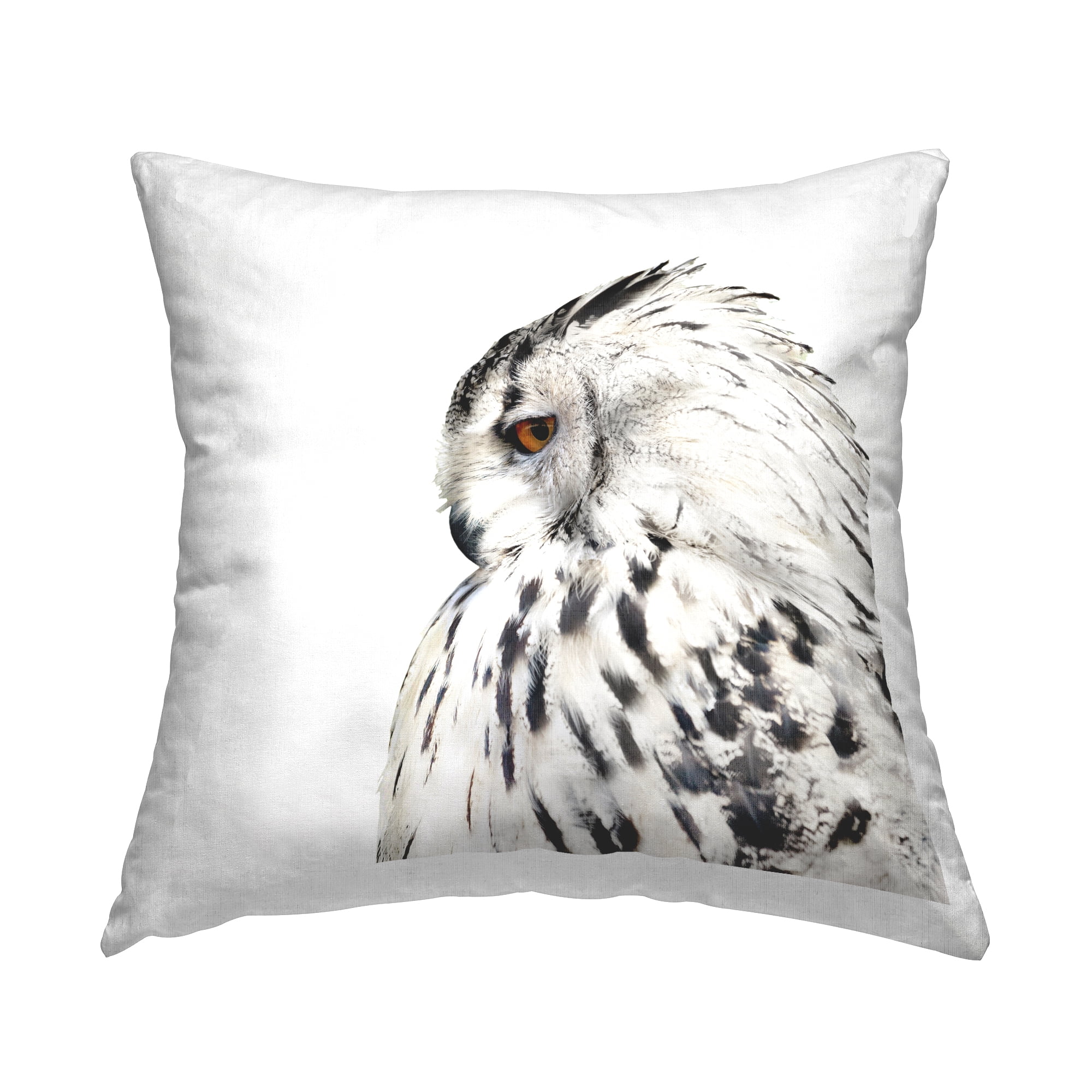Stupell Industries White Snowy Owl Portrait Square Decorative Printed Throw Pillow Design By Emma P, 18 x 18