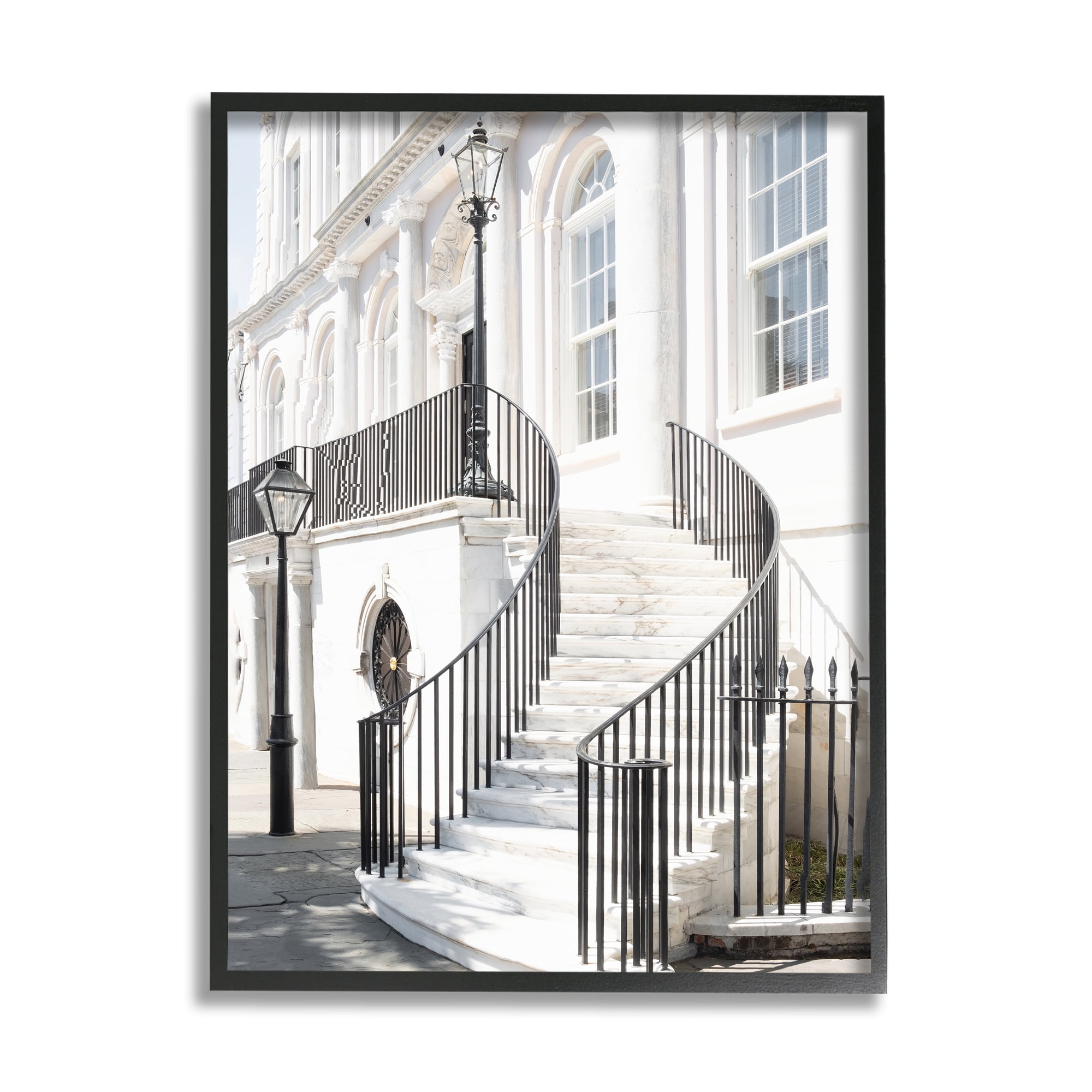 Stupell Industries White Staircase Architecture Travel & Places Painting Black Framed Art Print Wall Art, 16 x 20