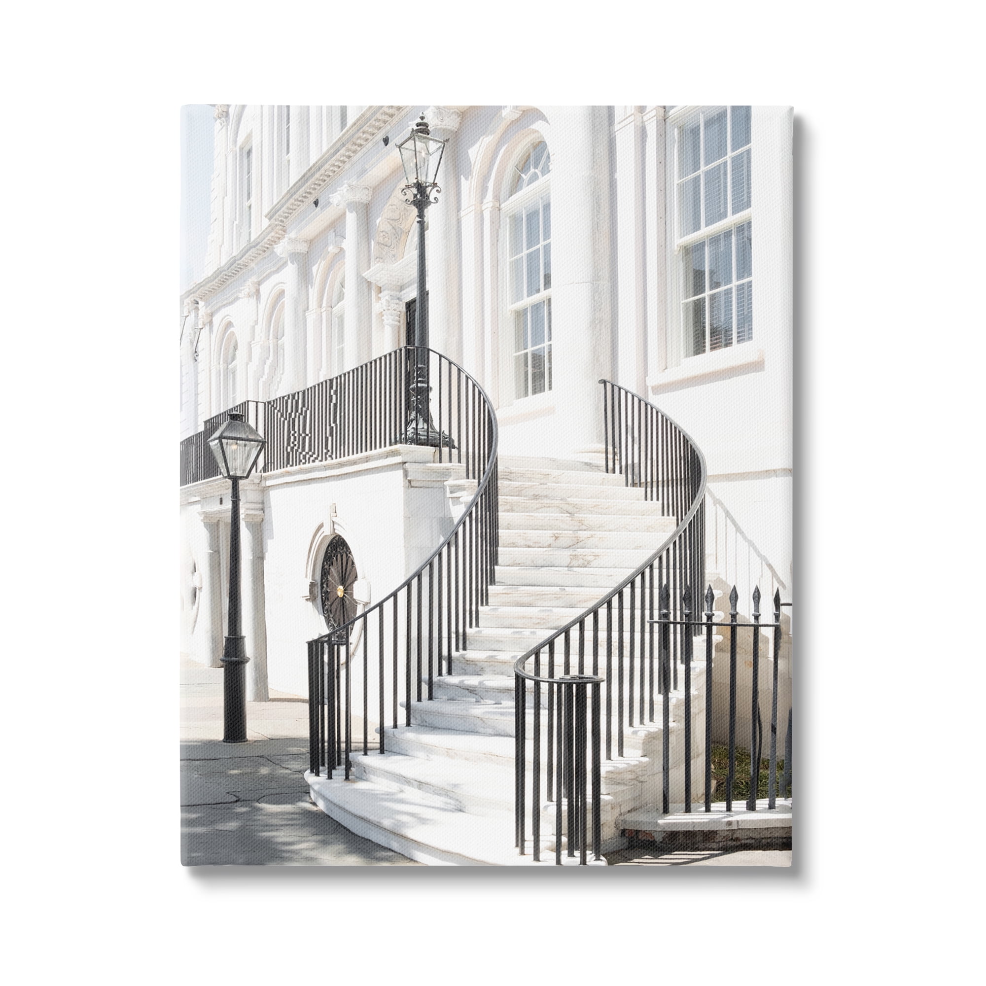 Stupell Industries White Staircase Architecture Travel & Places Painting Gallery Wrapped Canvas Art Print Wall Art, 16 x 20