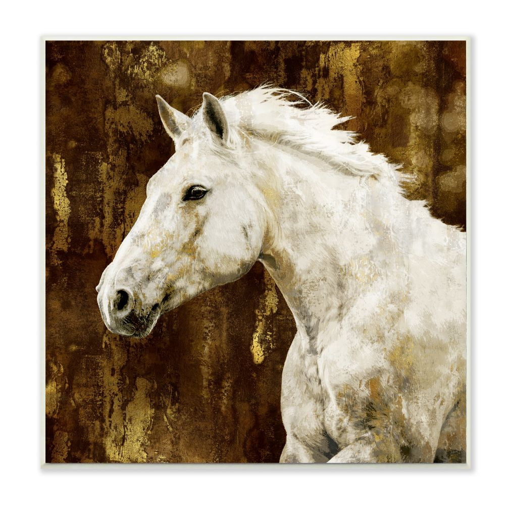 Stupell Industries White Stallion Horse Portrait Animal Design Wall Plaque by Melonie Miller