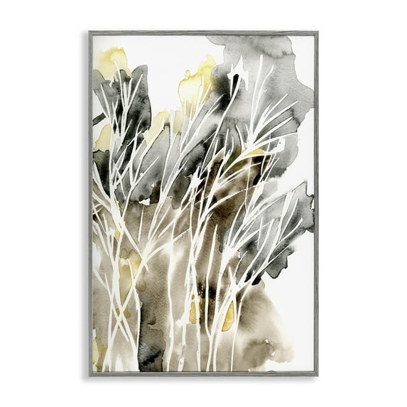 Stupell Industries White Strands Watercolor Plants & Flowers Painting Gray Framed Art Print Wall Art, 20 x 30