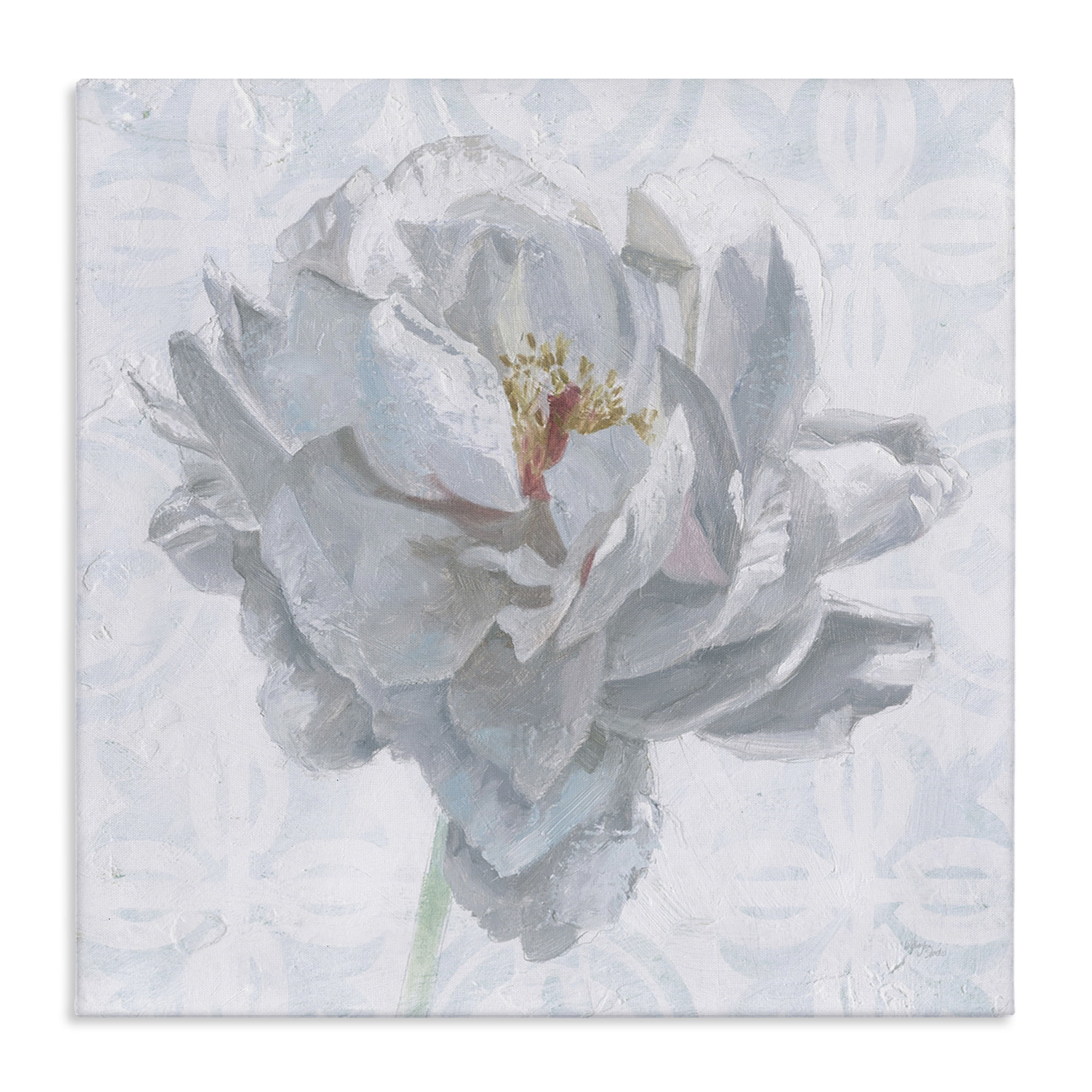 Stupell Industries White Sublime Peony Botanical & Floral Painting Gallery Wrapped Canvas Art Print Wall Art, 24 x 24