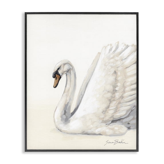 Stupell Industries Transitional White Swan in Repose Black Framed Giclee Art, 11 x 14, by Sara Baker