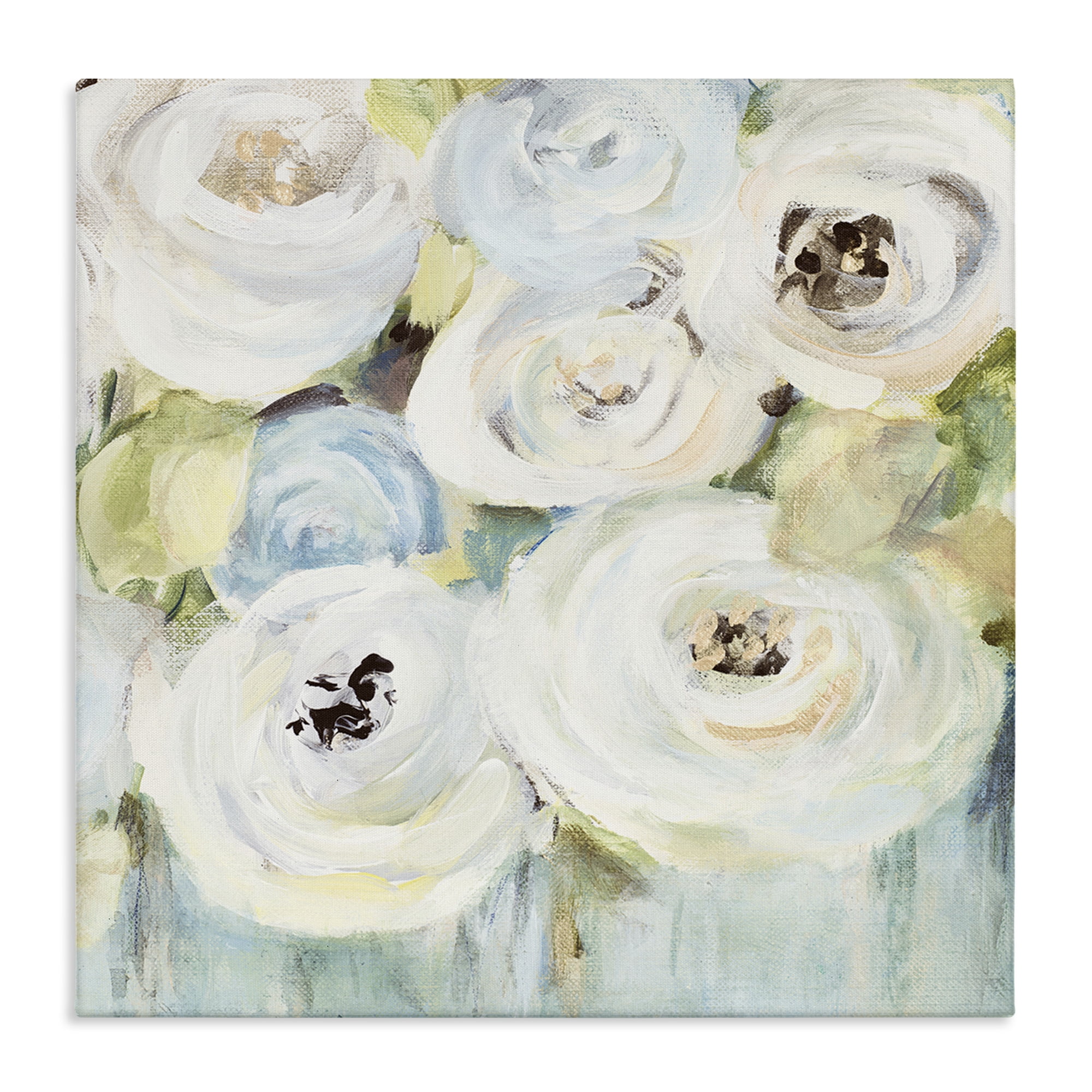 Stupell Industries White Swirling Roses Botanical & Floral Painting Gallery Wrapped Canvas Art Print Wall Art, 24 x 24