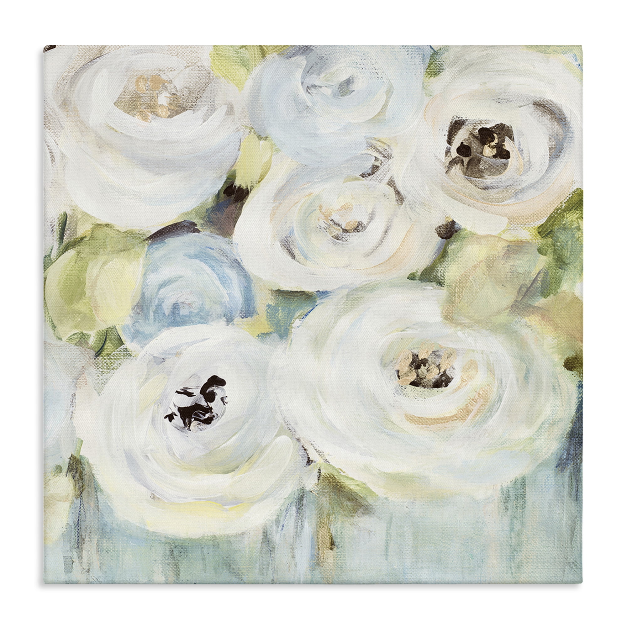 Stupell Industries White Swirling Roses Botanical & Floral Painting Gallery Wrapped Canvas Art Print Wall Art, 30 x 30