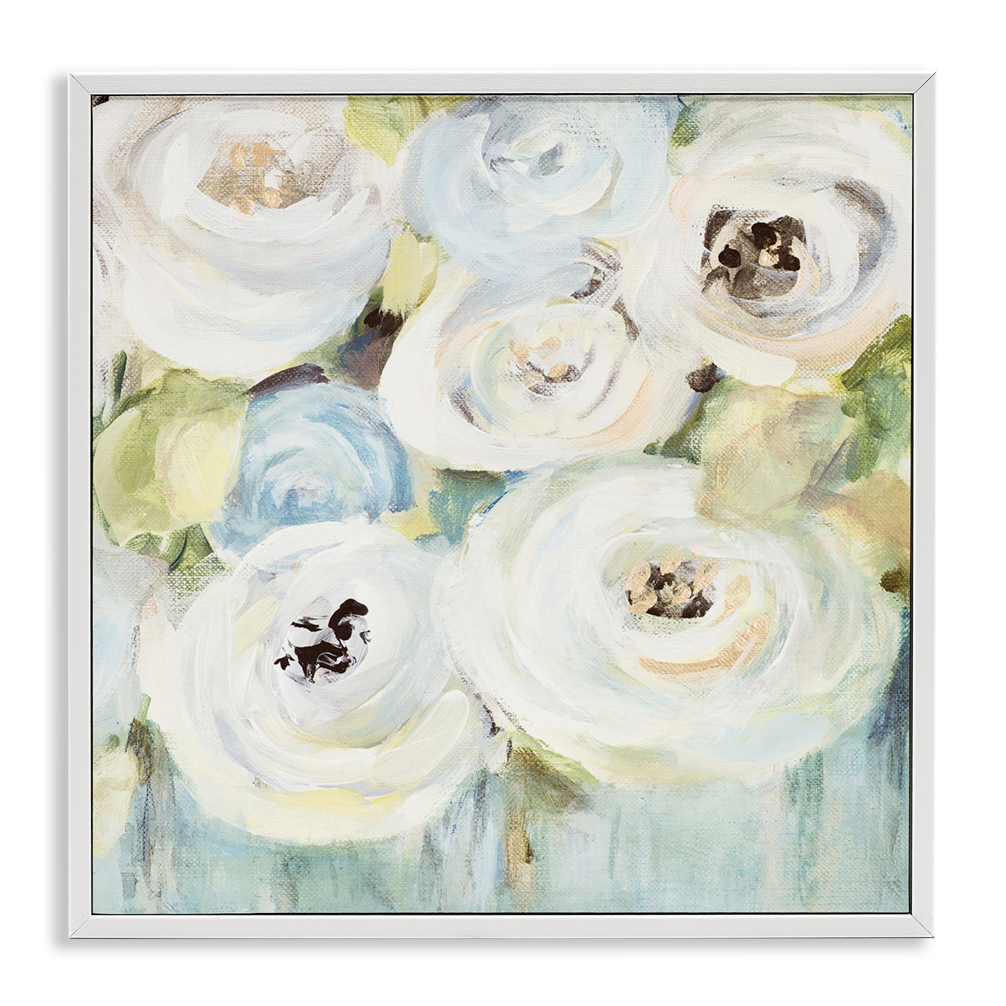 Stupell Industries White Swirling Roses Botanical & Floral Painting White Framed Art Print Wall Art, 24 x 24
