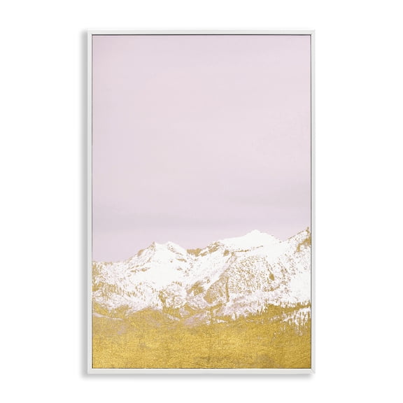 Stupell Industries White Tipped Mountains on Pink Landscape & Nature Painting White Framed Art Print Wall Art, 16 x 24