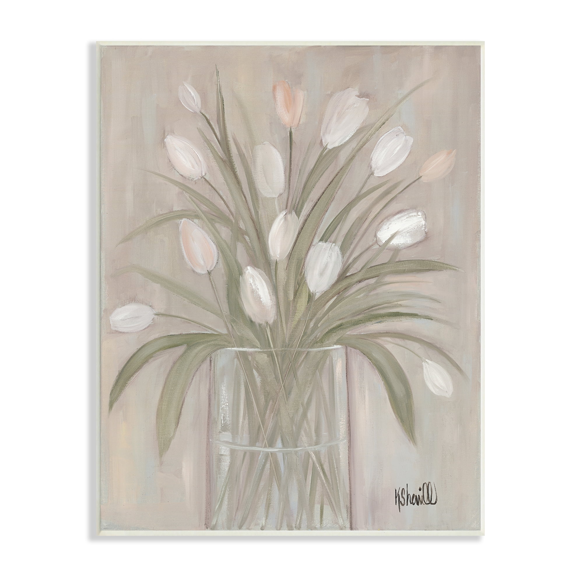 Stupell Industries White Tulip Flowers Glass Jar Classic Still Life, 13 x 19, Design by Kate Sherrill
