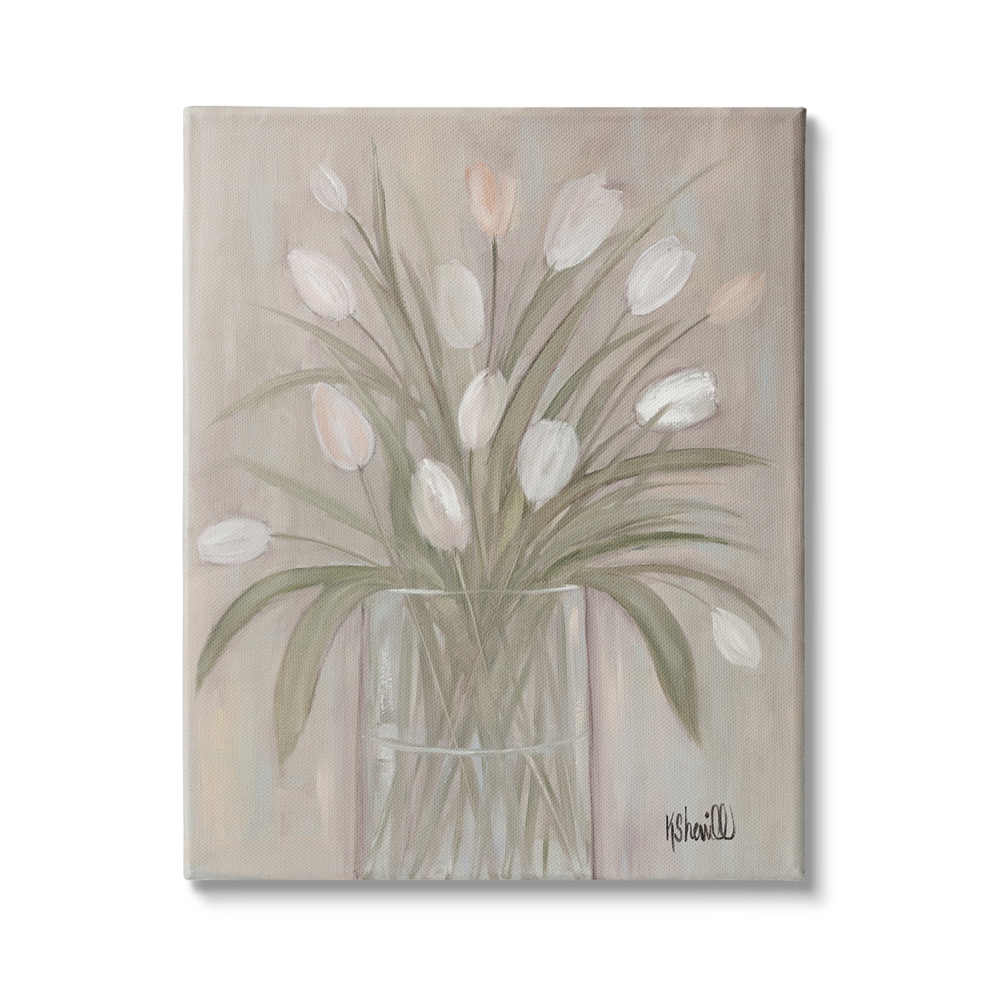 Stupell Industries White Tulip Flowers Glass Jar Classic Still Life, 24 x 30, Design by Kate Sherrill
