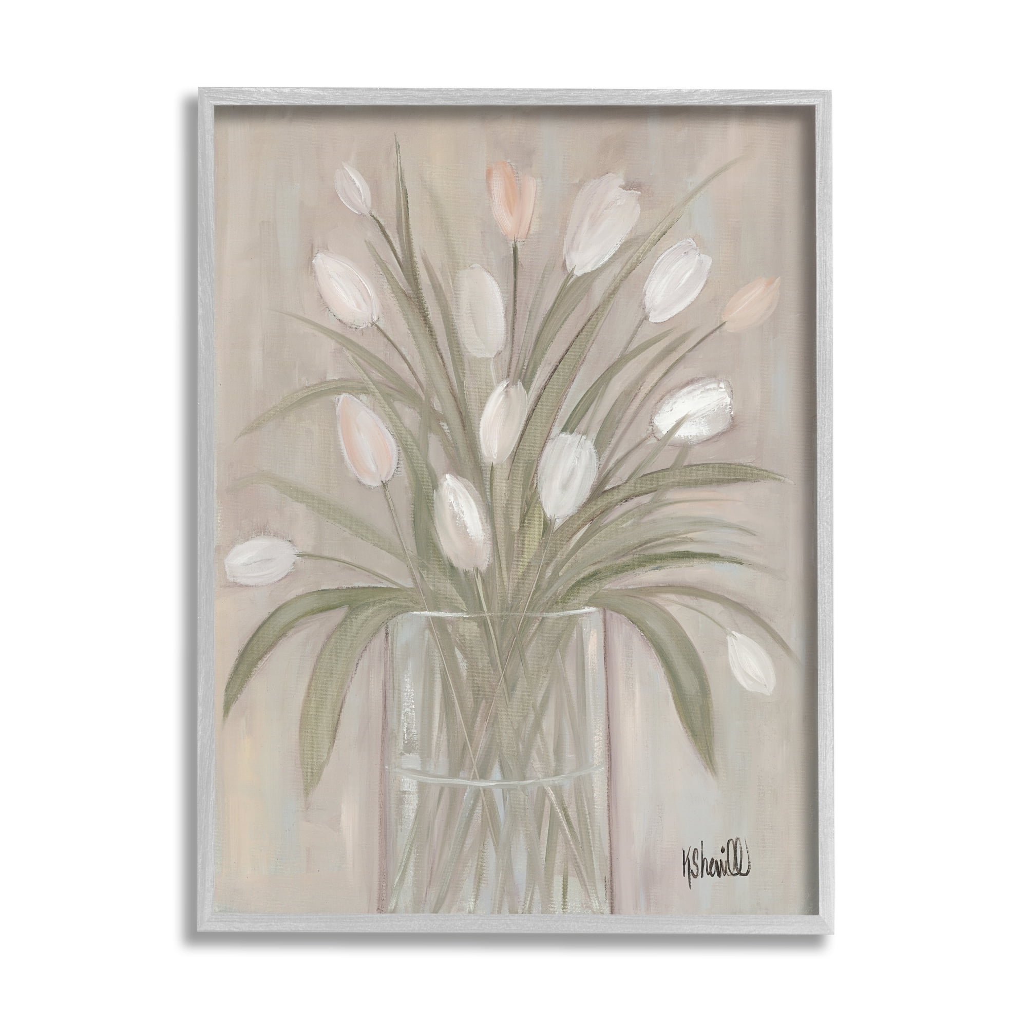 Stupell Industries White Tulip Flowers Glass Jar Classic Still Life, 24 x 30, Design by Kate Sherrill