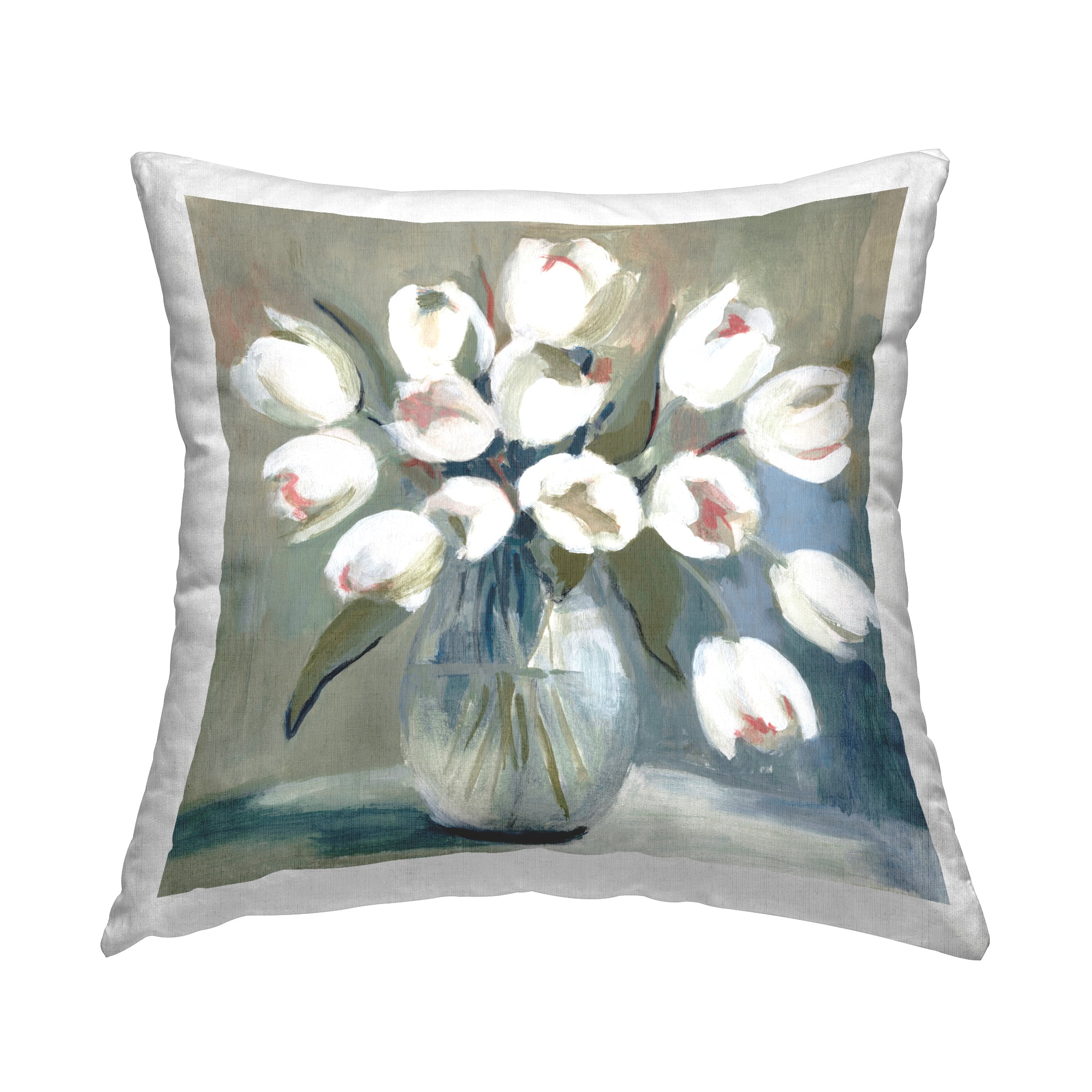 Stupell Industries White Tulip Vase Decorative Printed Throw Pillow Design by Charity Henderson.