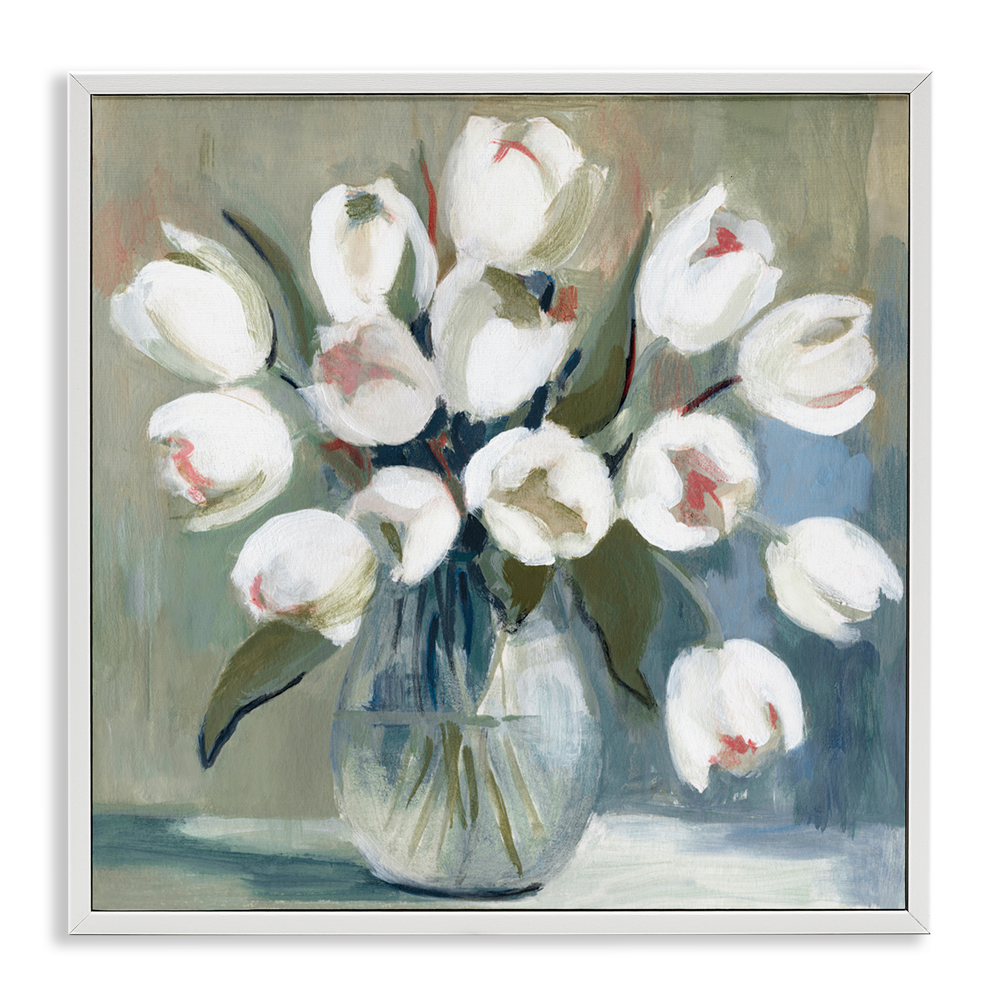 Stupell Industries White Tulip Vase Plants & Flowers Painting White Framed Art Print Wall Art, 12 x 12
