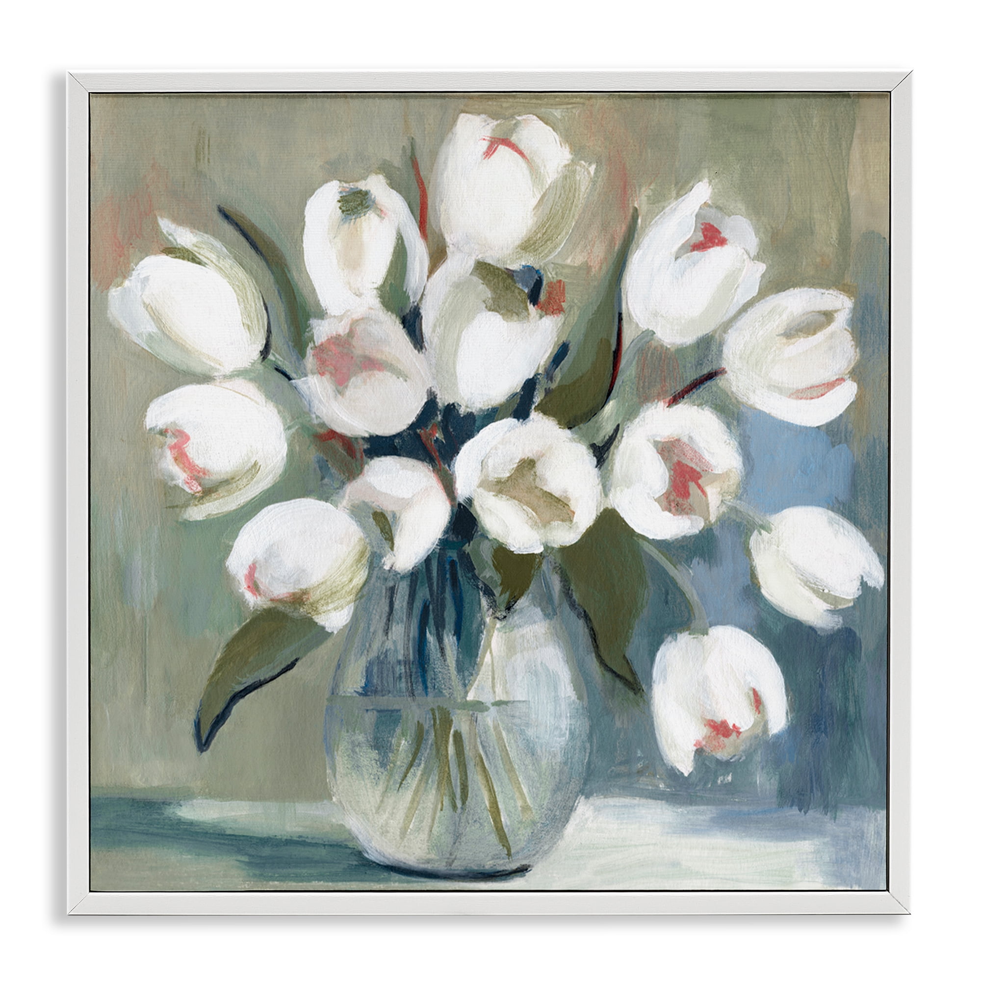 Stupell Industries White Tulip Vase Plants & Flowers Painting White Framed Art Print Wall Art, 24 x 24