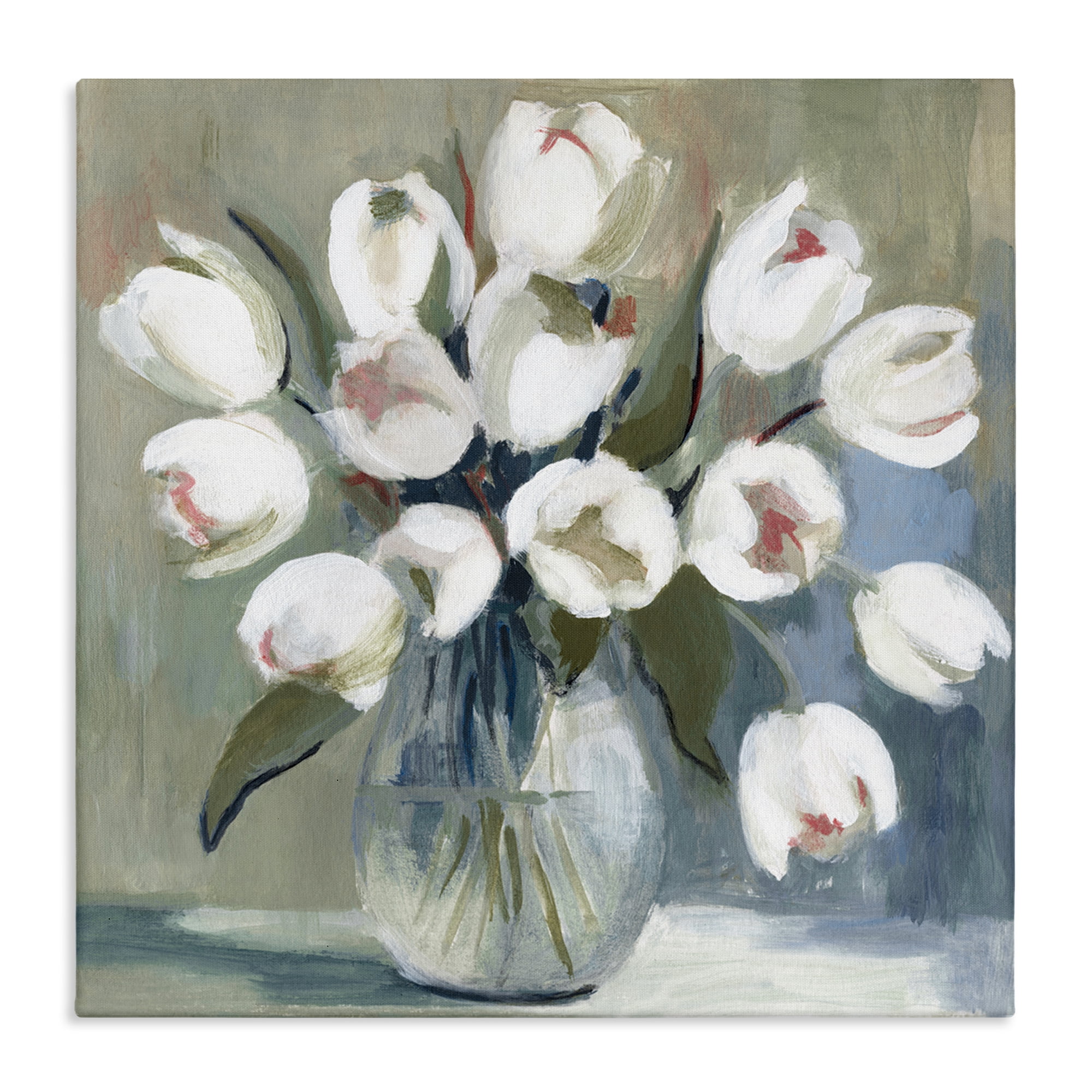 Stupell Industries White Tulip Vase Plants & Flowers Painting Wrapped Canvas Art Print Wall Art, 30 x 30