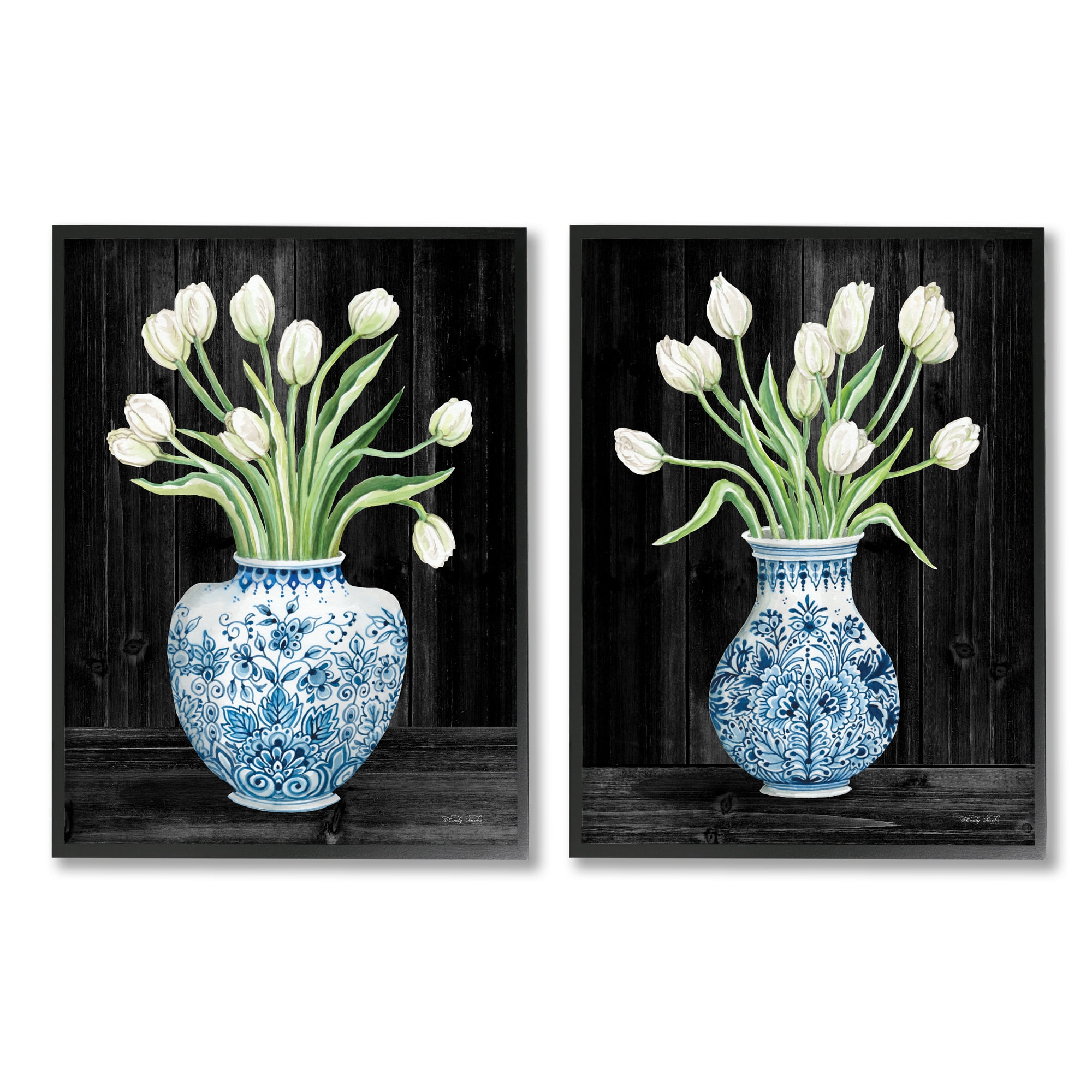 Stupell Industries White Tulips Chinese Ceramic Urn Patterned Porcelain,24 x 30, Design by Cindy Jacobs