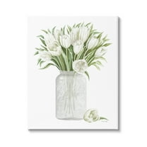 Stupell Industries White Tulips Rustic Country Jar Falling Blooms Painting Gallery Wrapped Canvas Print Wall Art, Design by Cindy Jacobs