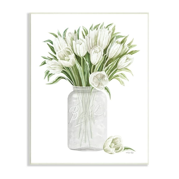 Stupell Industries White Tulips Rustic Country Jar Falling Blooms Painting Unframed Art Print Wall Art, Design by Cindy Jacobs