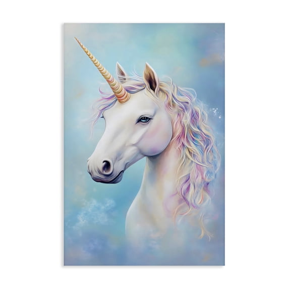 Stupell Industries Bohemian White Unicorn on Blue Canvas Art, 30 x 45, by Creative Studio