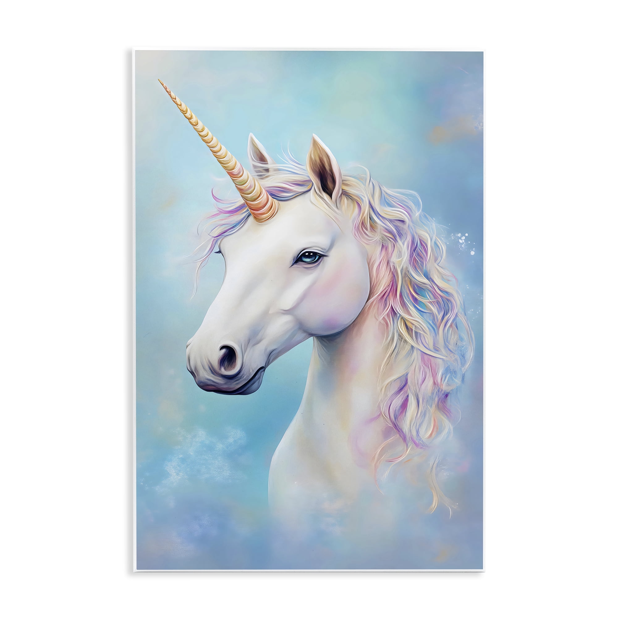 Stupell Industries White Unicorn on Blue Wall Plaque Art, design by Creative Studio