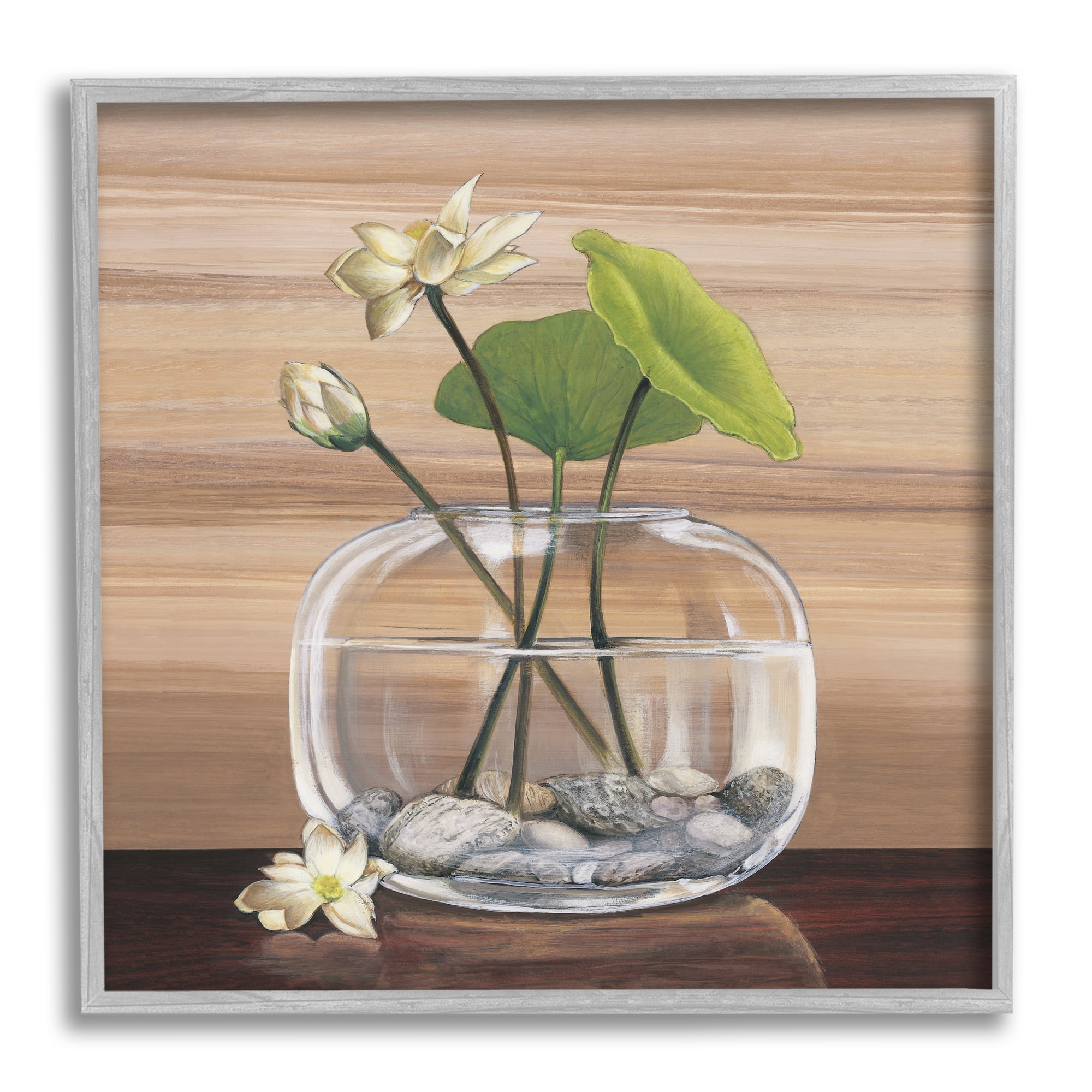 Stupell Industries White Water Lilies and Lilypad In Vase Still-Life, 12 x 12, Designed by Yuki Ross