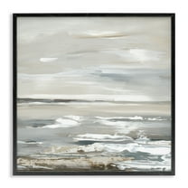 Stupell Industries White Waves Impression Landscape & Nature Painting Black Framed Art Print Wall Art, 12 x 12