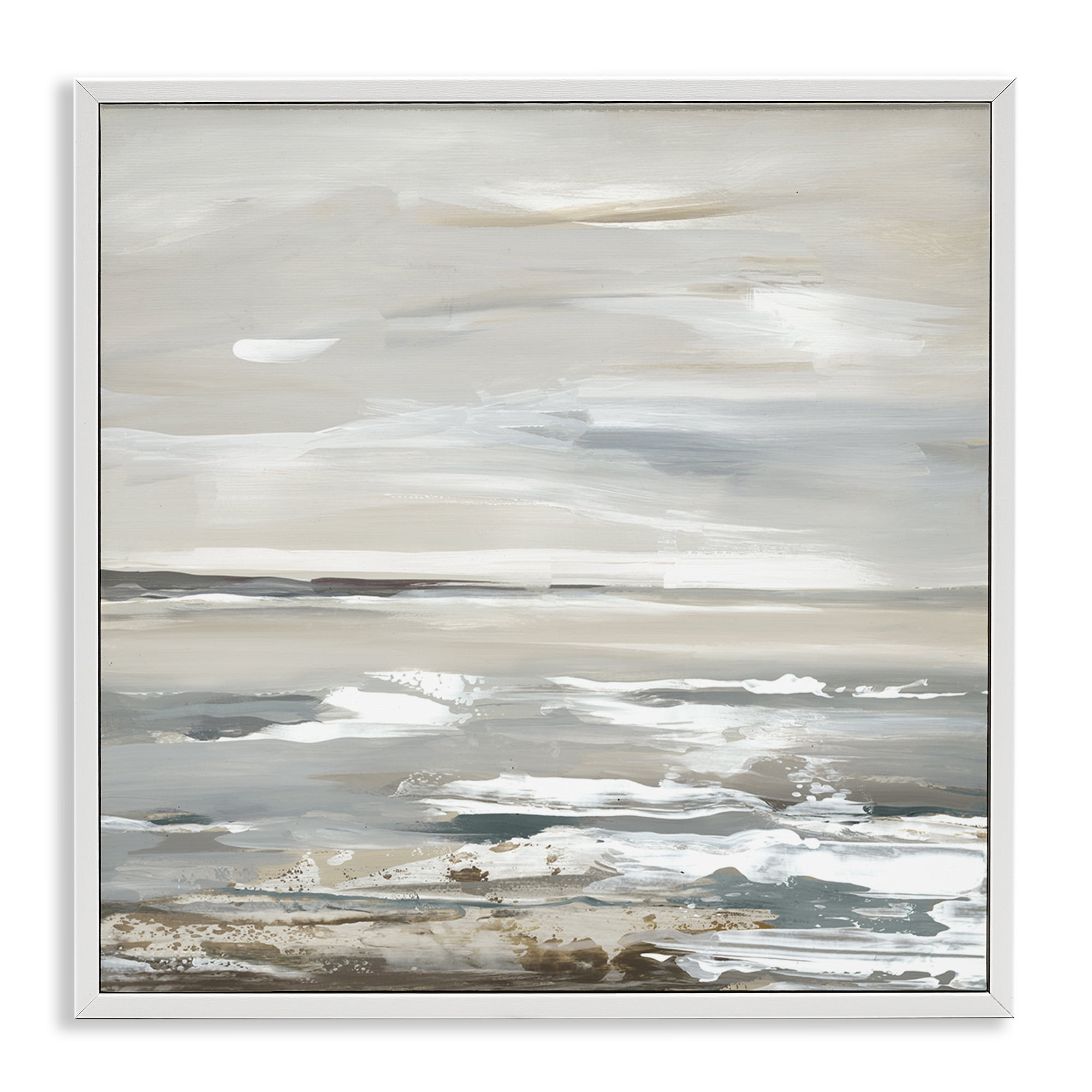 Stupell Industries White Waves Impression Landscape & Nature Painting White Framed Art Print Wall Art, 12 x 12