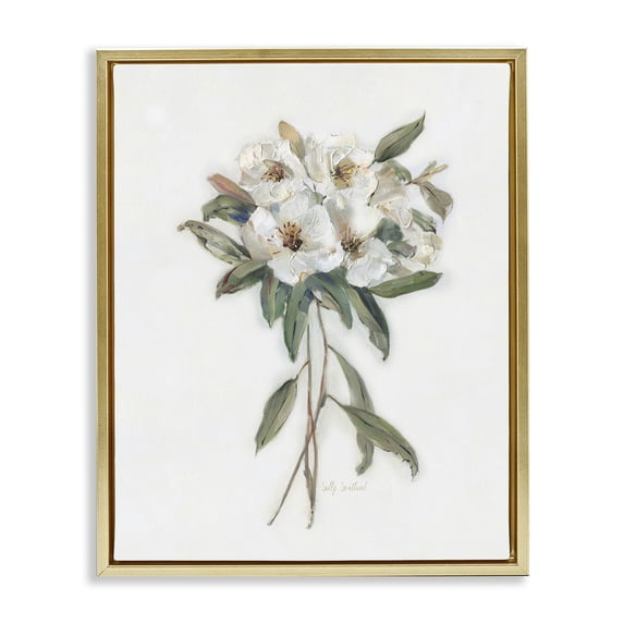 Stupell Industries White Wildflower Bundle Floral Painting Gold Floater Framed Canvas Art Print Wall Art, 25 x 31