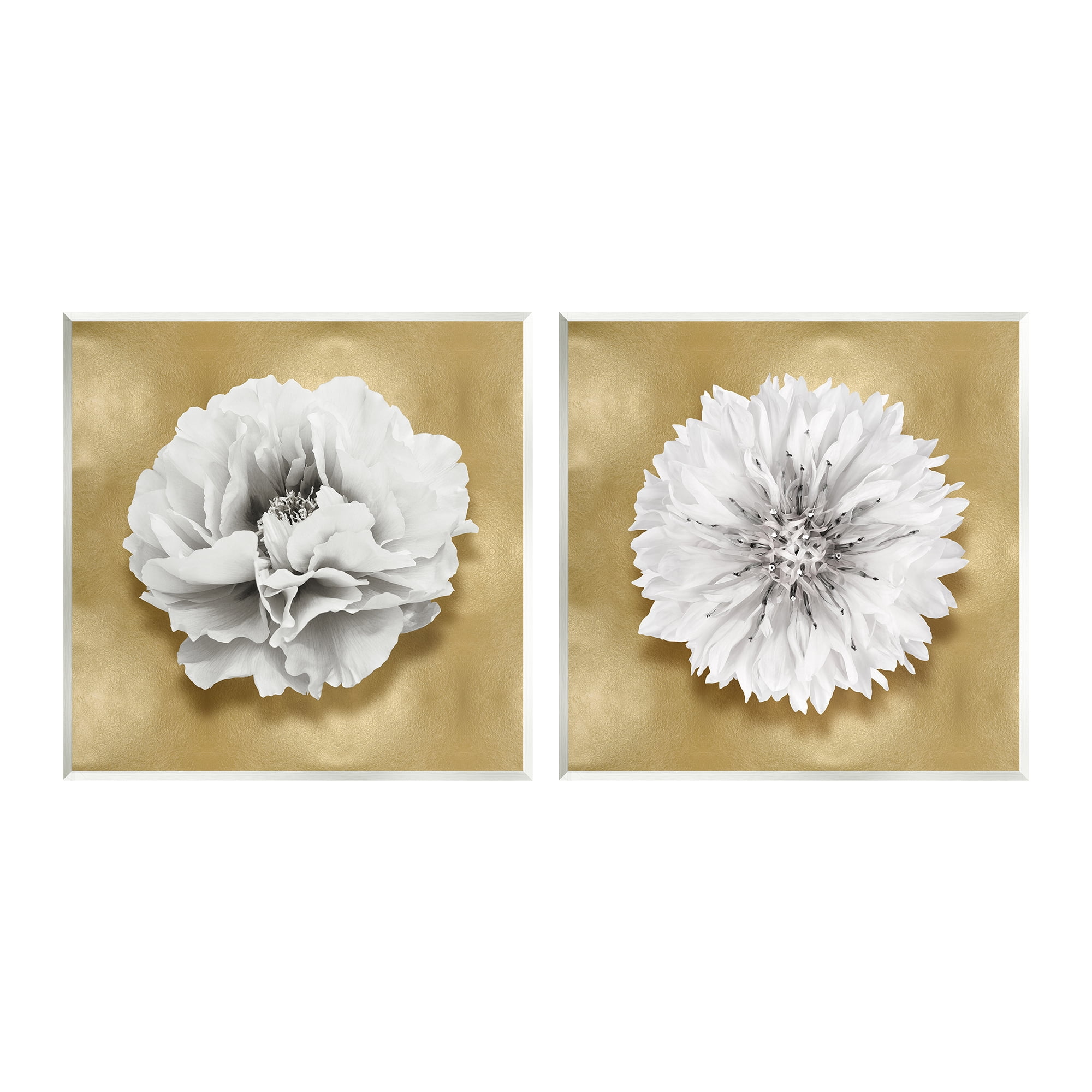 Stupell Industries White on Glam Flowers Botanical & Floral Painting Unframed Art Print Wall Art, 12 x 12