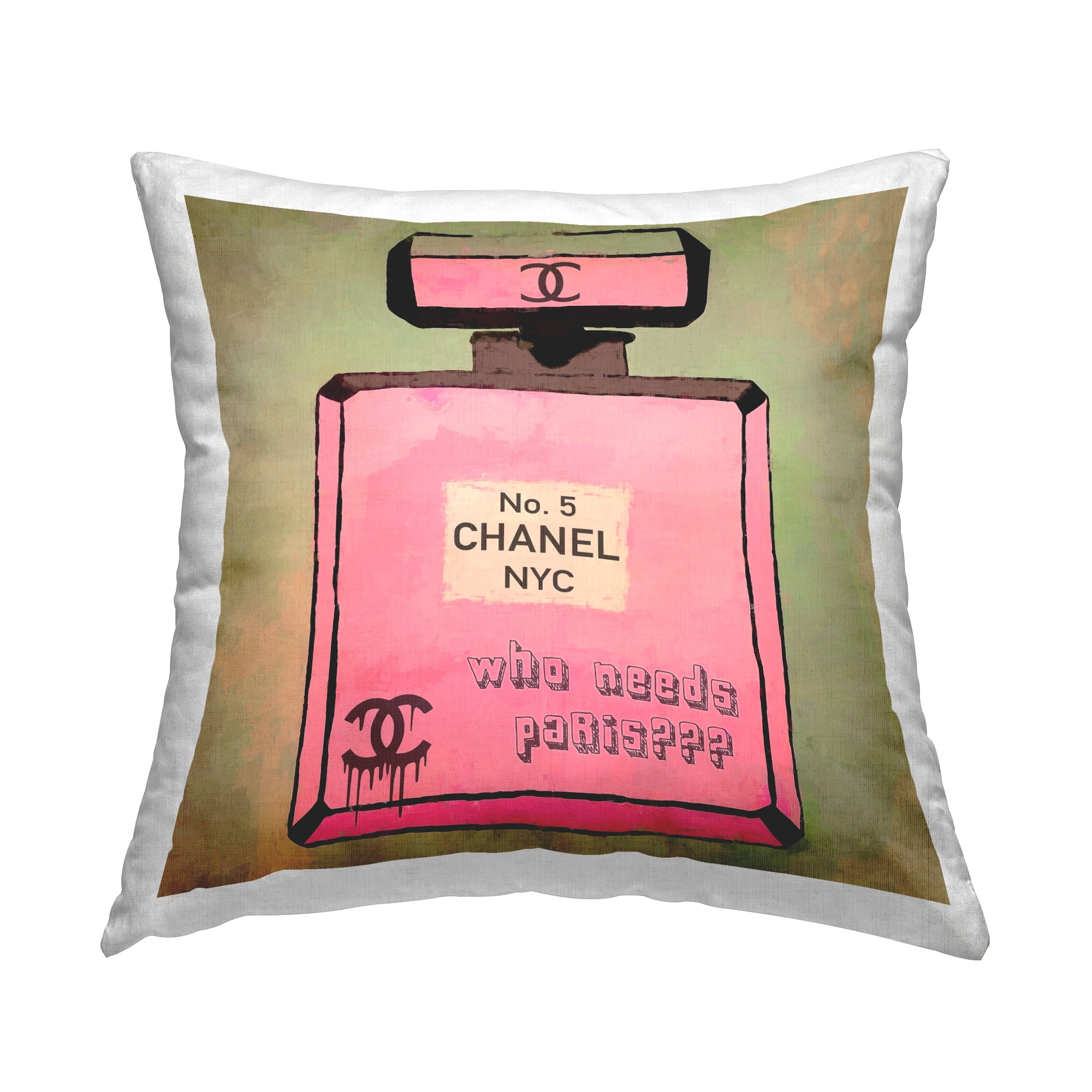 Stupell Industries Who Needs Paris Glam Perfume Decorative Printed Throw Pillow Design by Graffitee Studios.