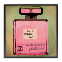 Stupell Industries Who Needs Paris Glam Perfume Fashion Painting Black Framed Art Print Wall Art, 12 x 12