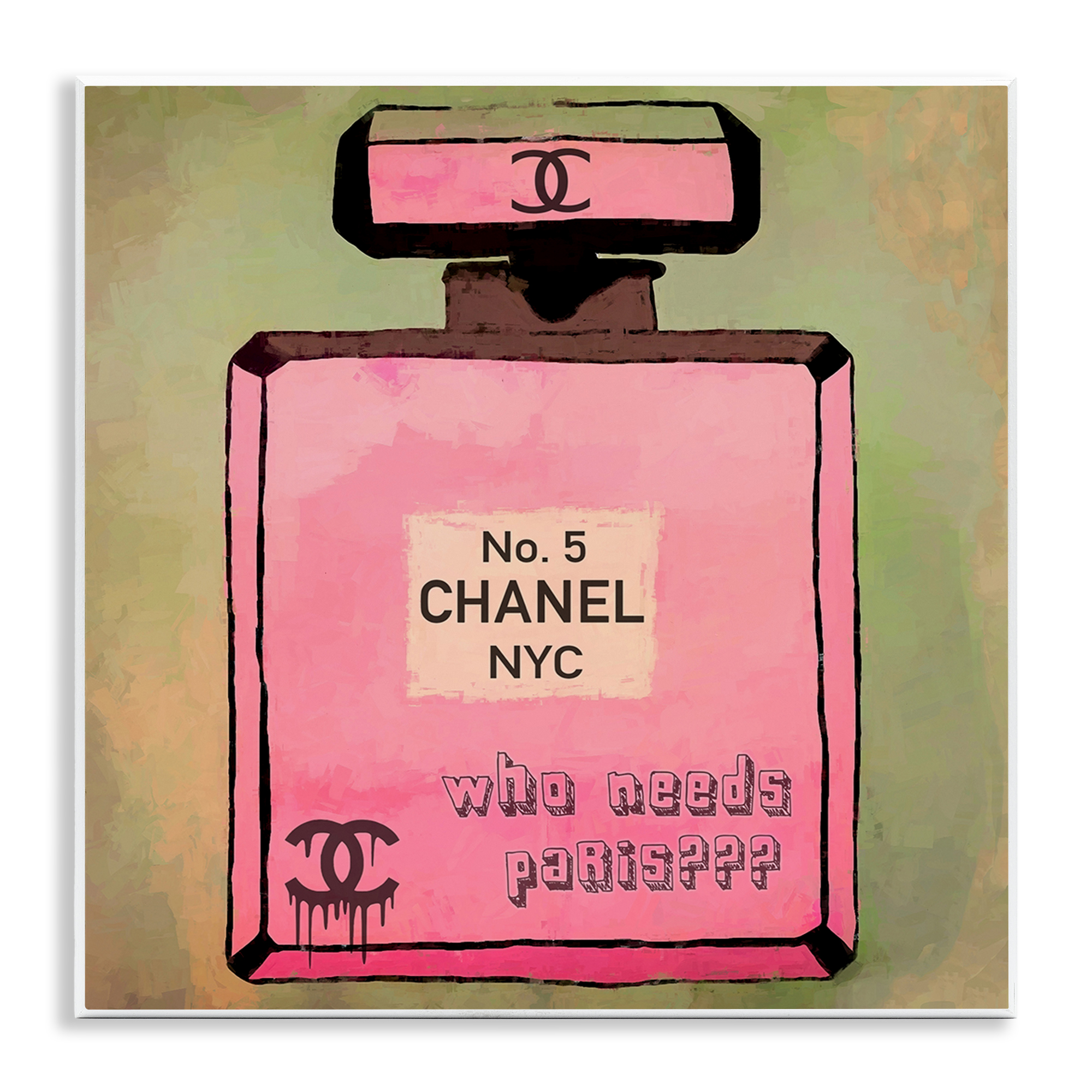 Stupell Industries Who Needs Paris Glam Perfume Fashion Painting Unframed Art Print Wall Art, 12 x 12