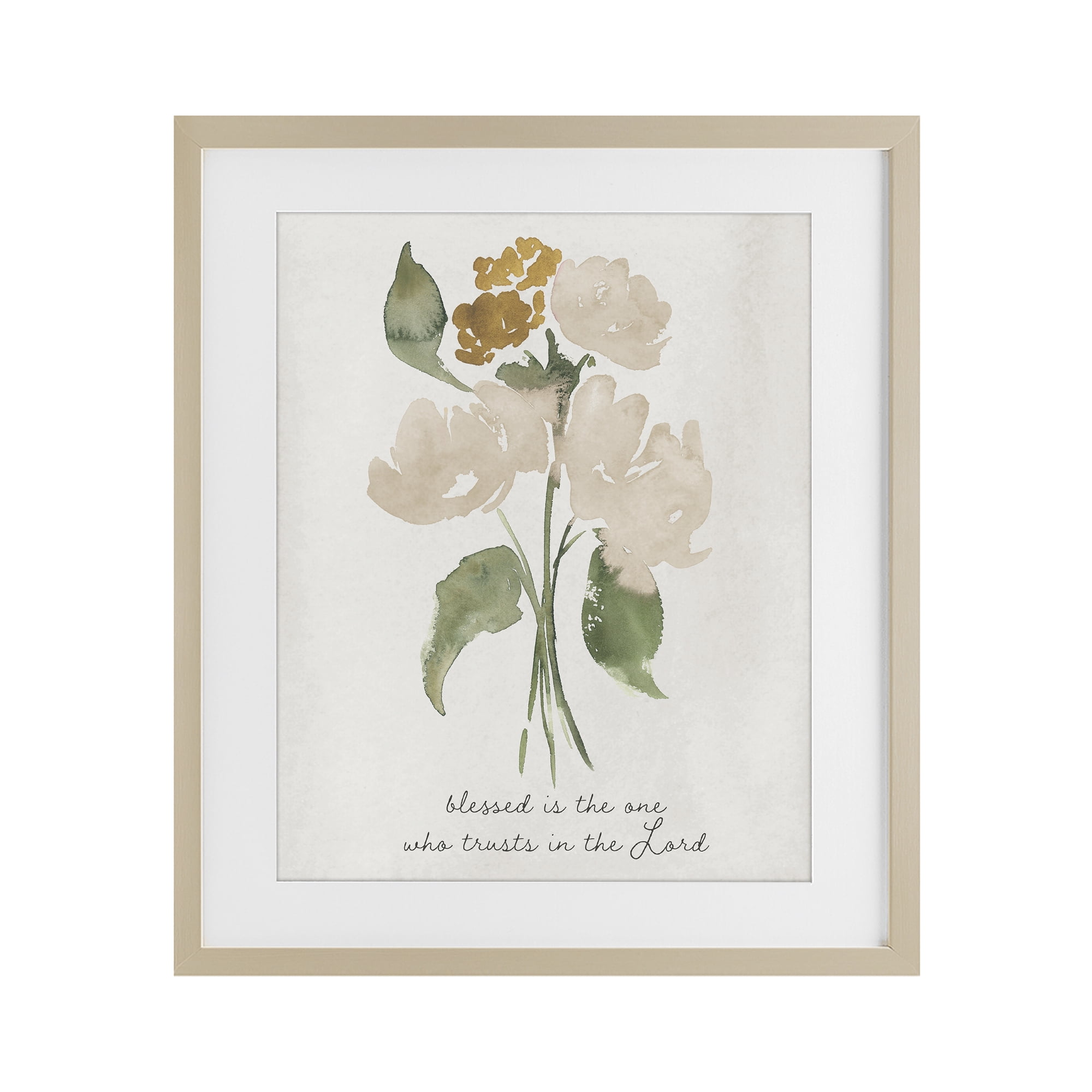 Stupell Industries Who Trusts In The Lord Flowers Birch Framed Print Under Glass, design by Lucille Price