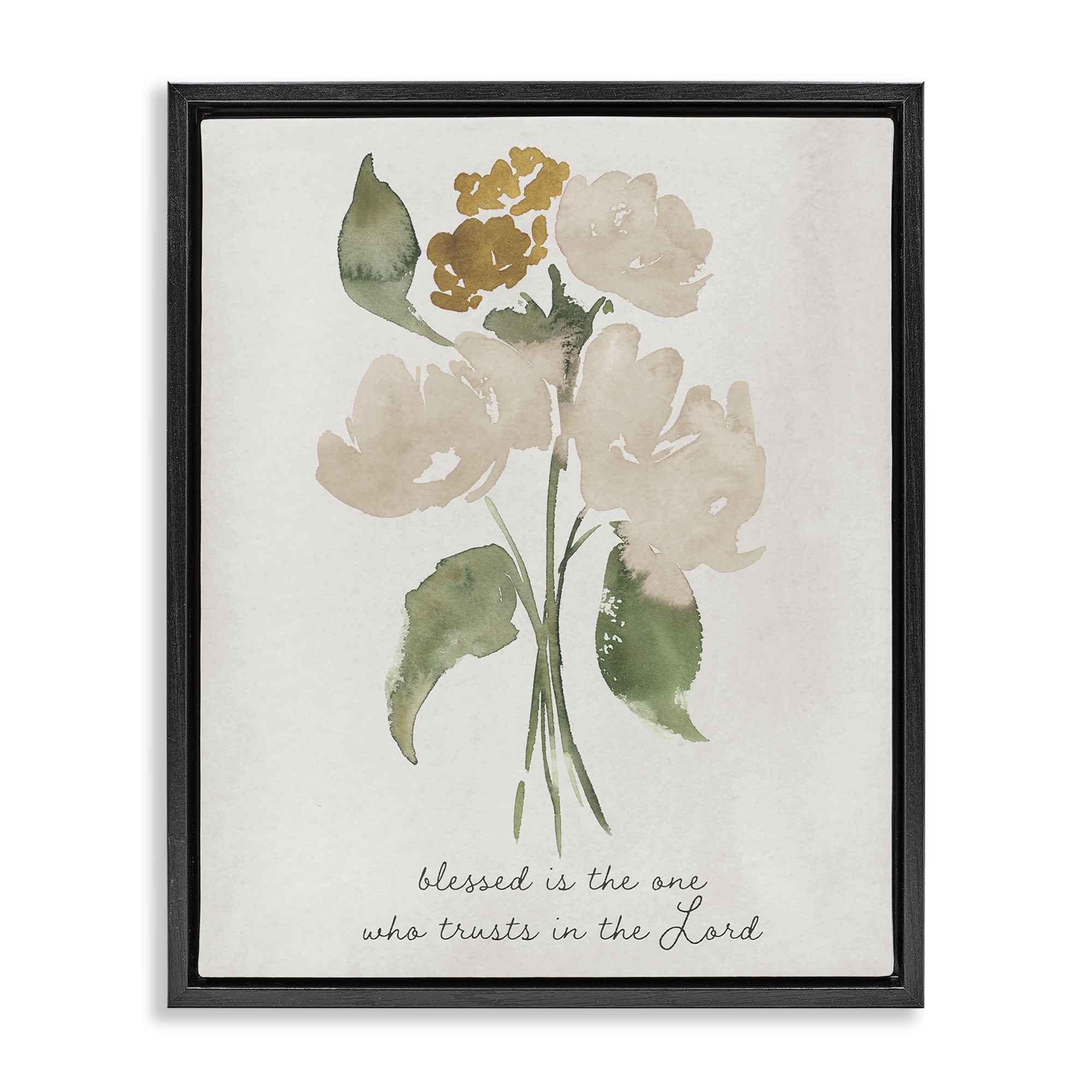 Stupell Industries Who Trusts In The Lord Flowers Black Framed Floater Canvas Wall Art, design by Lucille Price