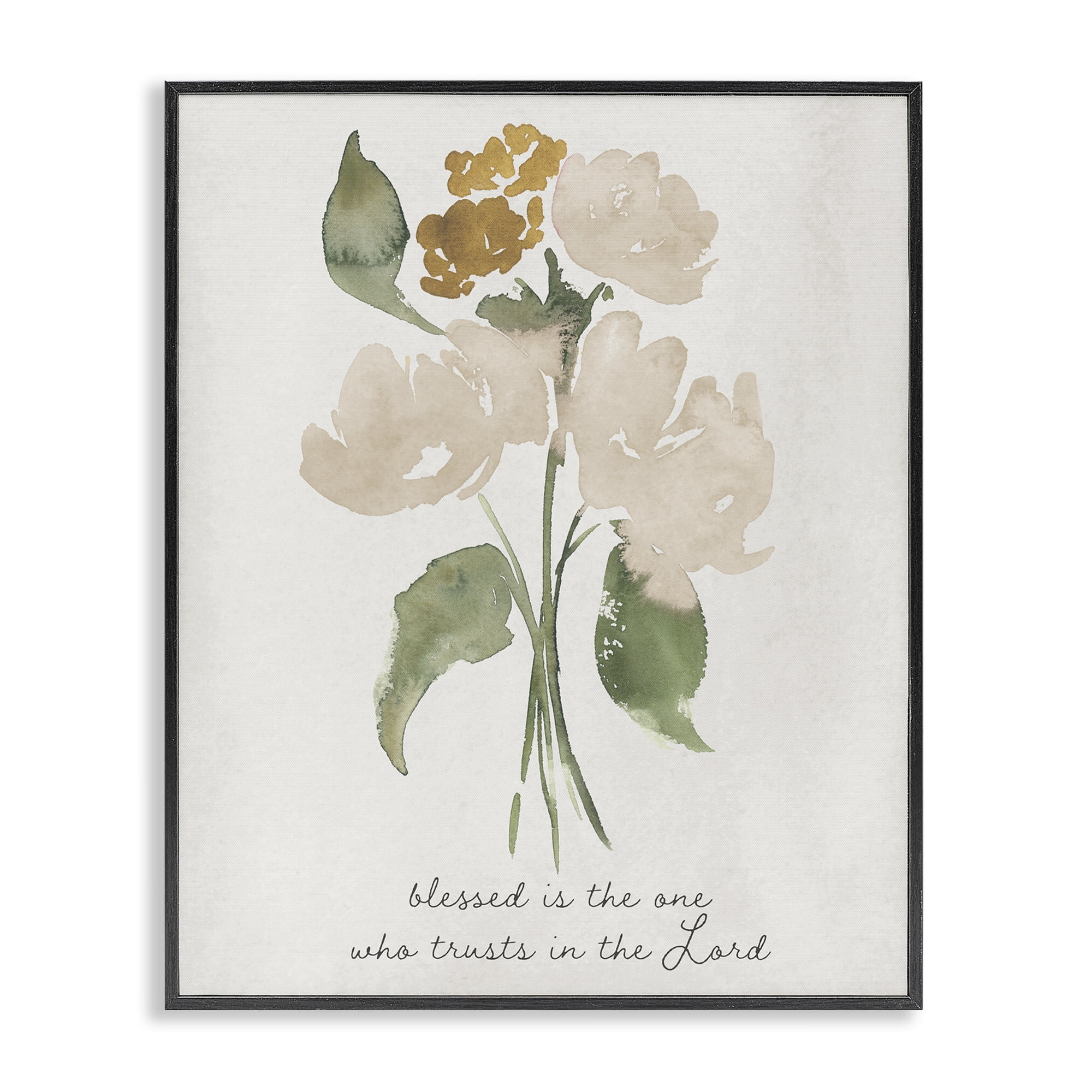 Stupell Industries Who Trusts In The Lord Flowers Black Framed Giclee Art, design by Lucille Price