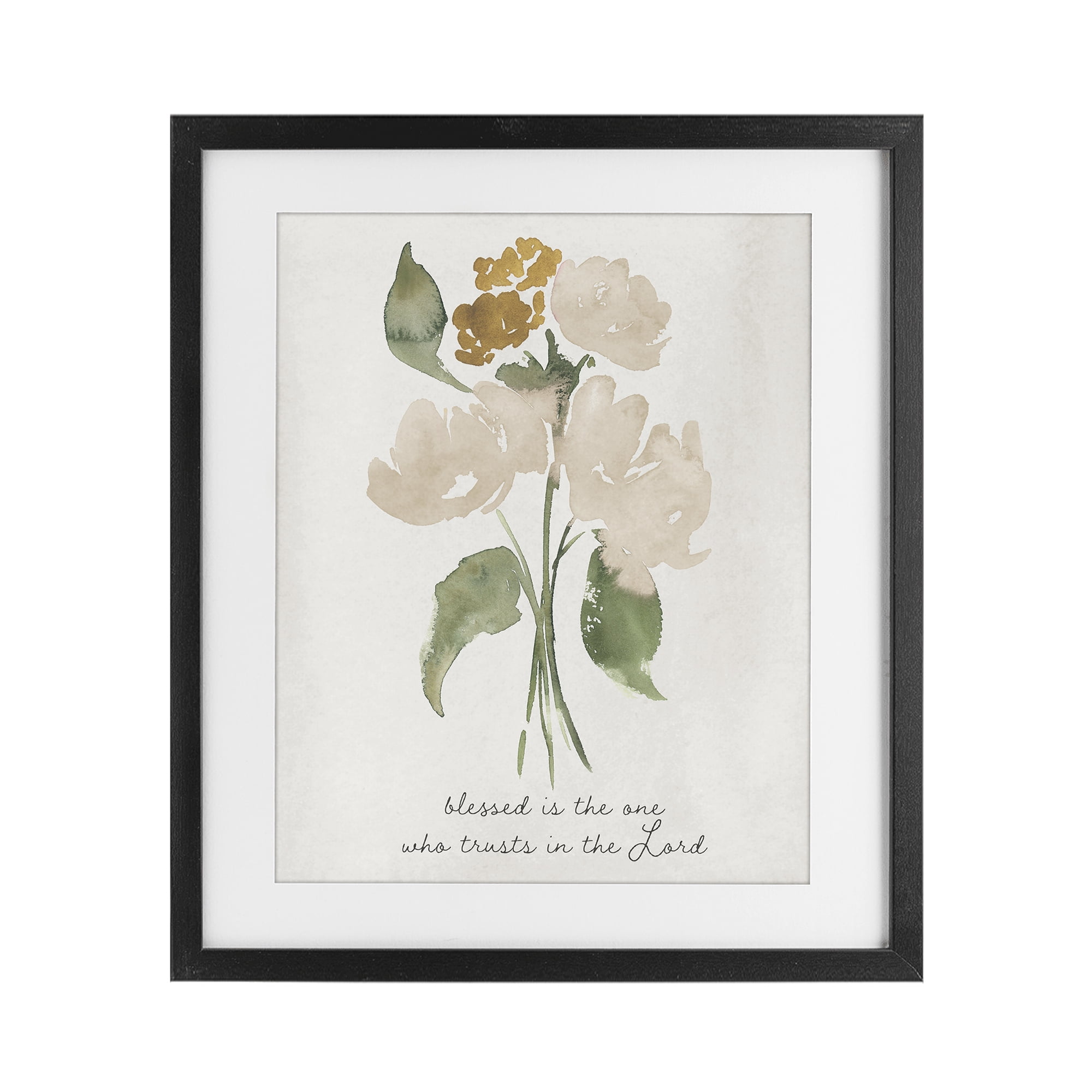 Stupell Industries Who Trusts In The Lord Flowers Black Framed Print Under Glass, design by Lucille Price