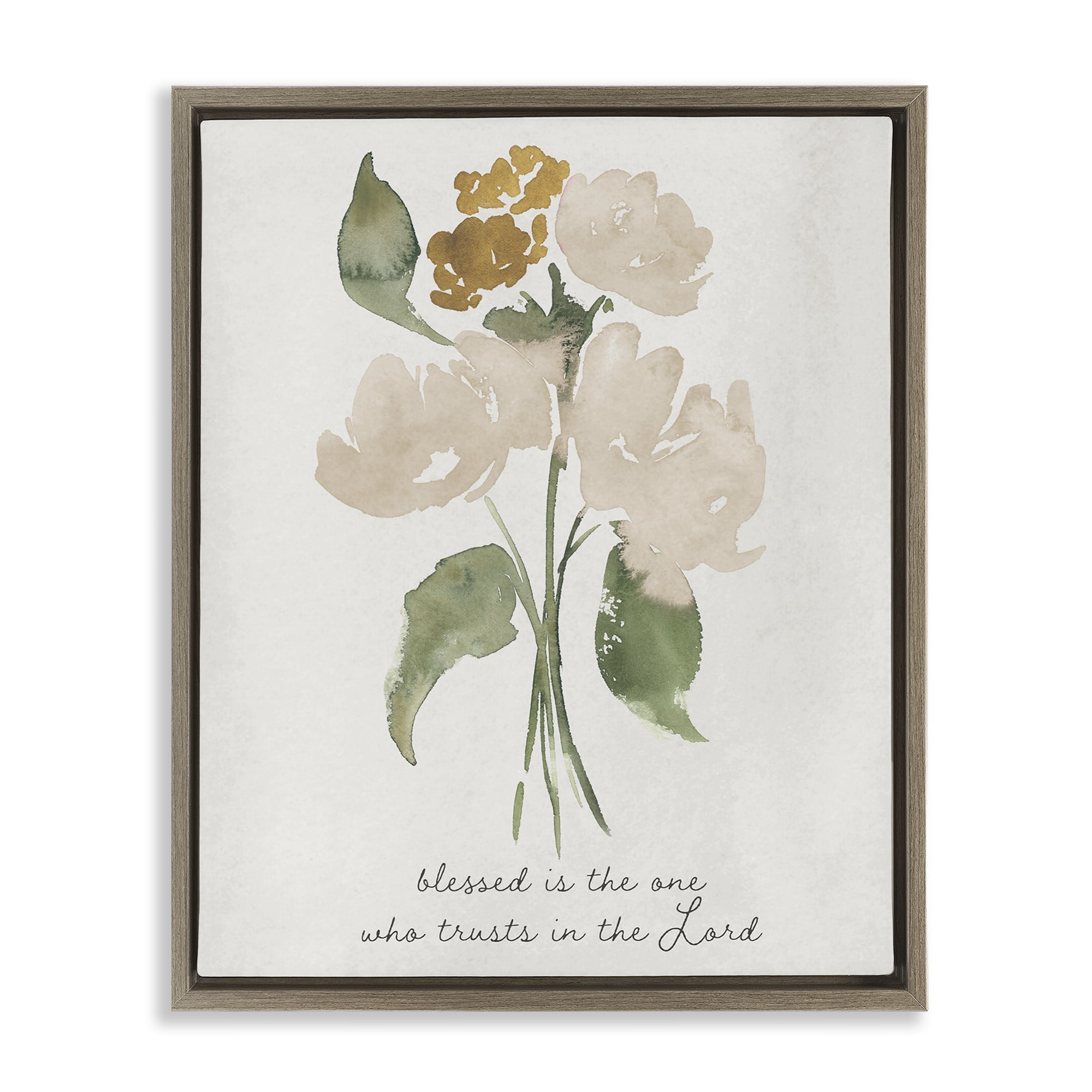 Stupell Industries Who Trusts In The Lord Flowers Brown Framed Floater Canvas Wall Art, design by Lucille Price