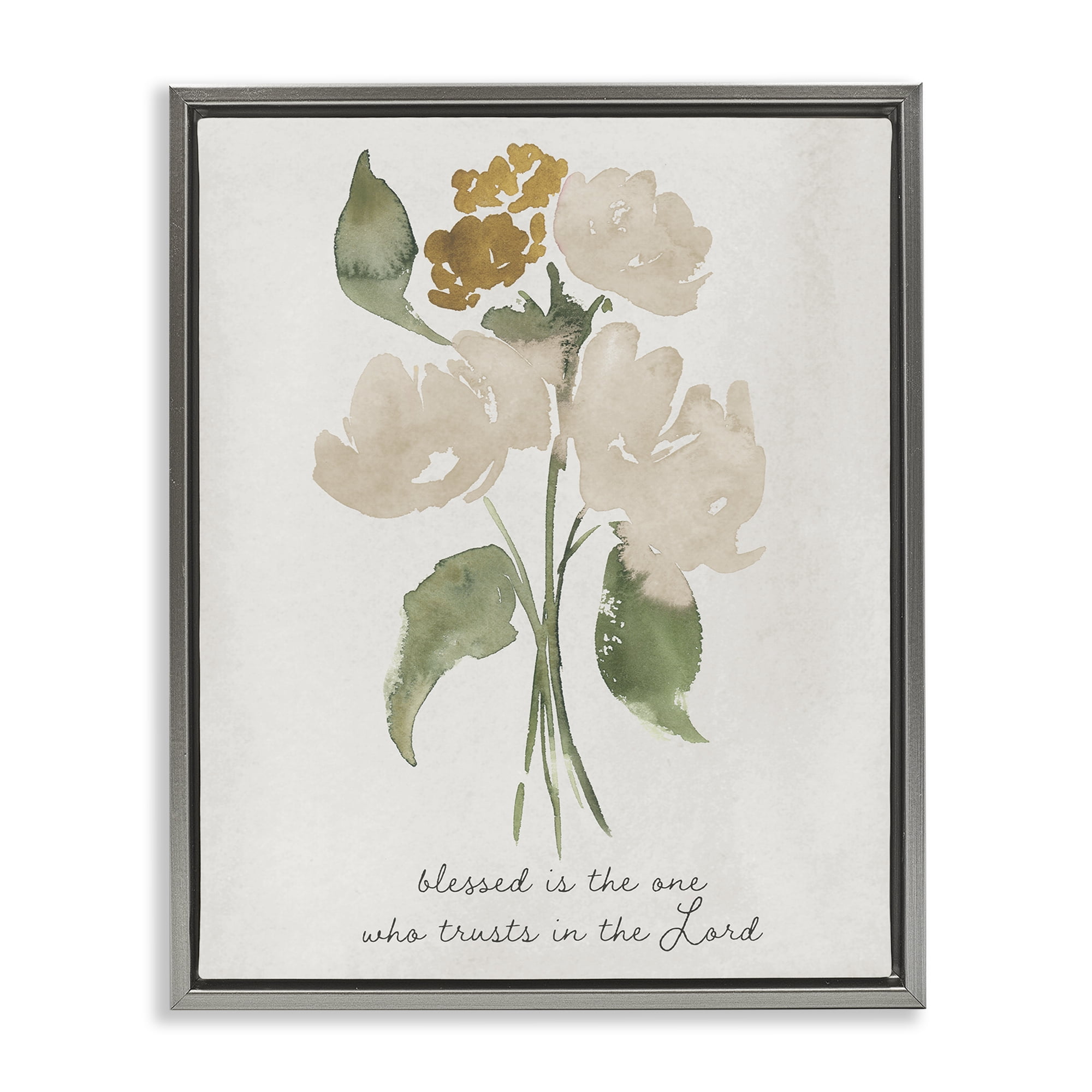 Stupell Industries Who Trusts In The Lord Flowers Gray Framed Floater Canvas Wall Art, design by Lucille Price