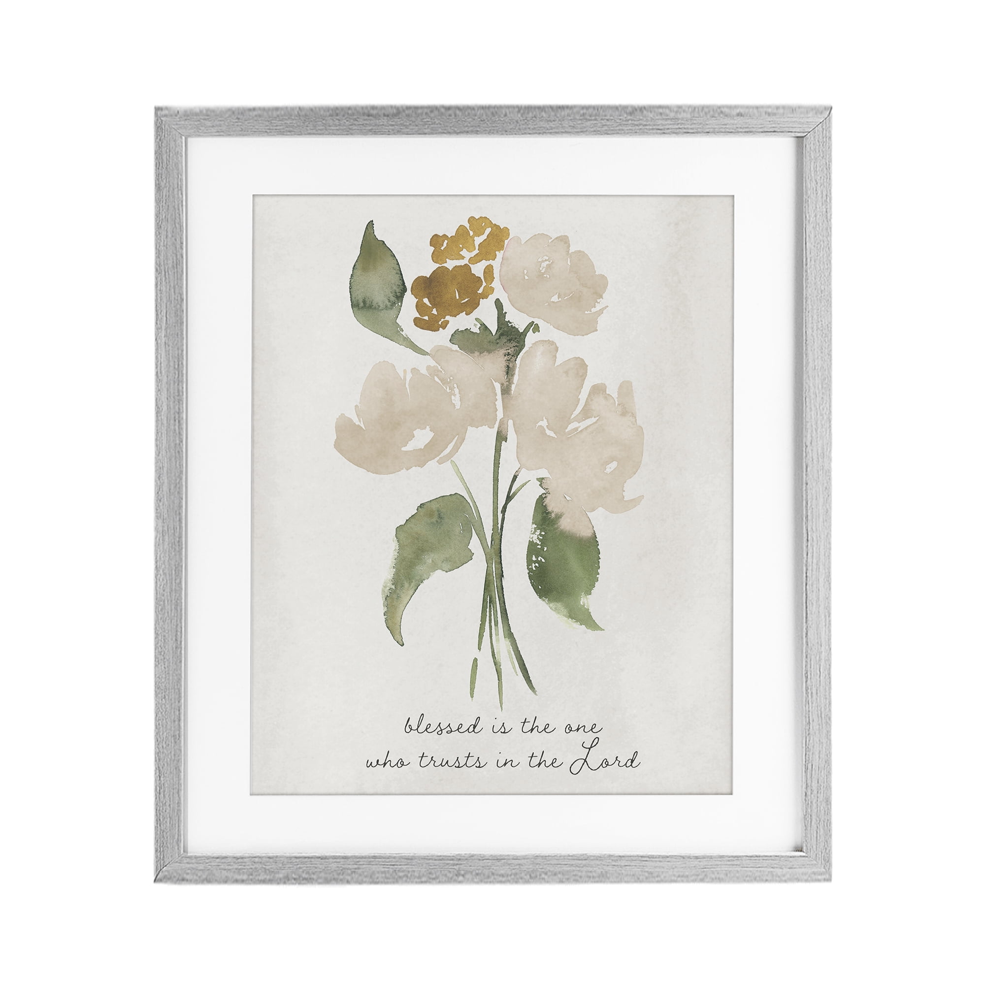 Stupell Industries Who Trusts In The Lord Flowers Gray Framed Print Under Glass, design by Lucille Price