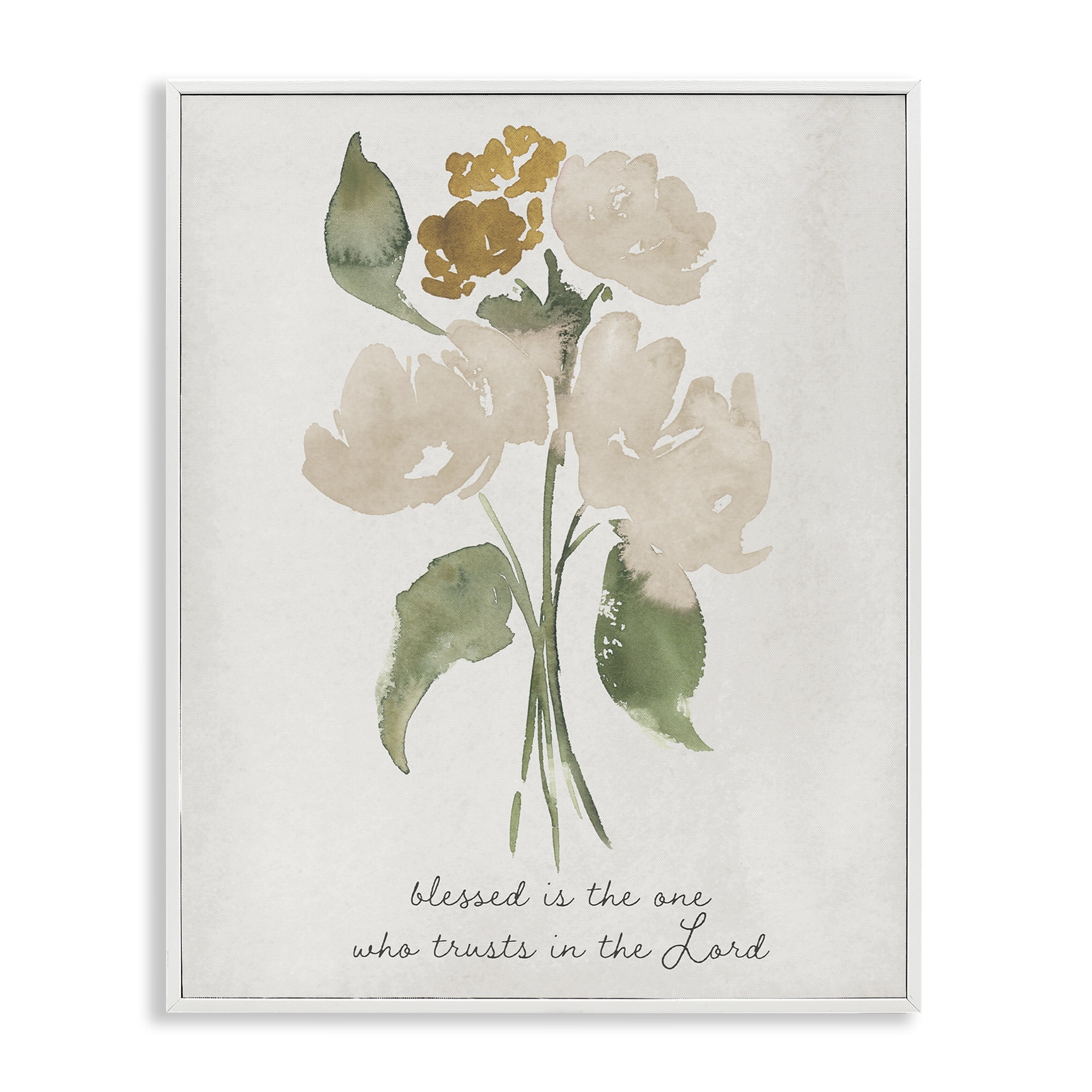 Stupell Industries Who Trusts In The Lord Flowers White Framed Giclee Art, design by Lucille Price