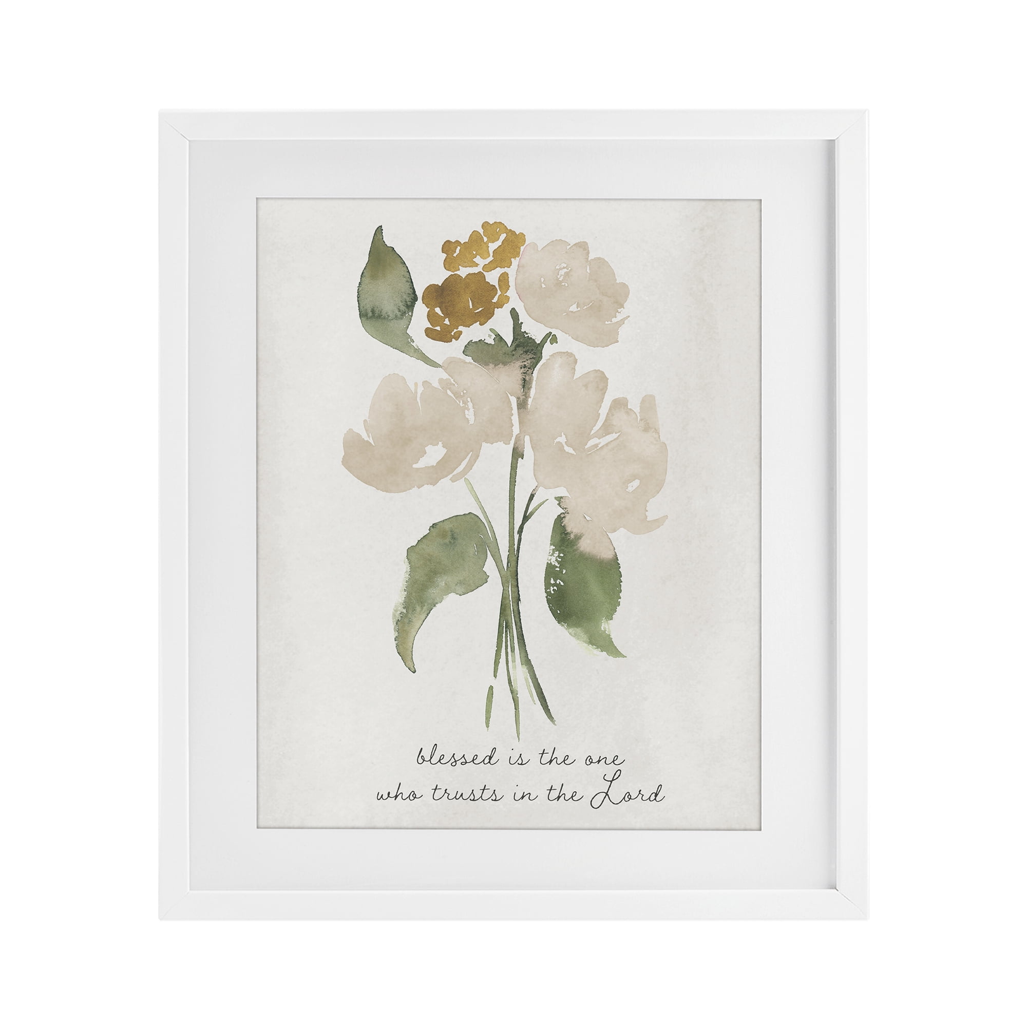 Stupell Industries Who Trusts In The Lord Flowers White Framed Print Under Glass, design by Lucille Price