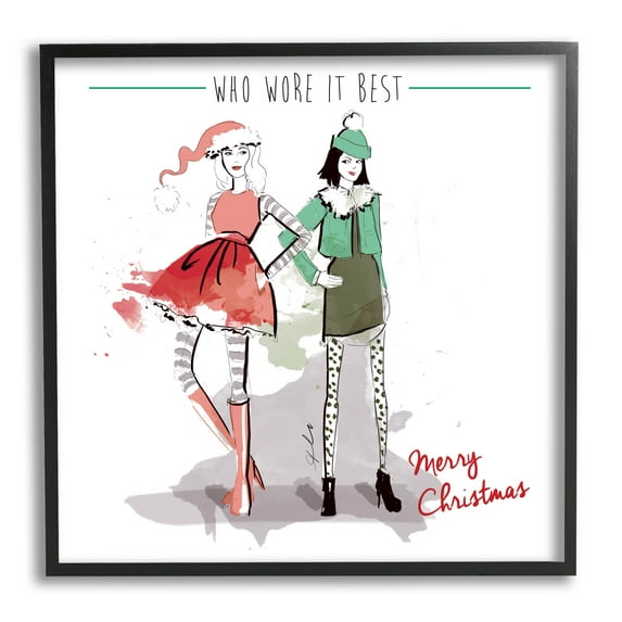 Stupell Industries Who Wore It Best Christmas Fashion Graphic Art Black Framed Art Print Wall Art, Design by Alison Petrie