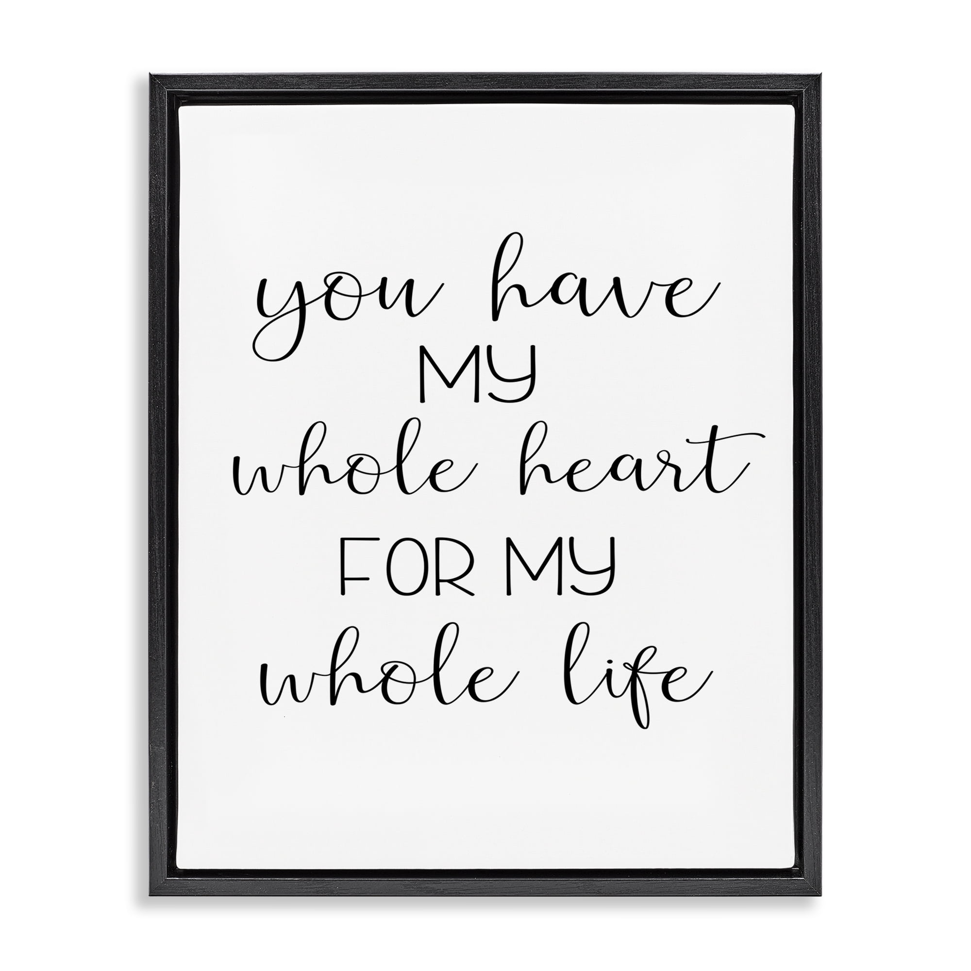 Stupell Industries Whole Heart For Life Text & Numbers Painting Black Floater Framed Canvas Art Print Wall Art, 17 x 21