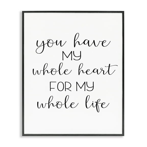 Stupell Industries Whole Heart For Life Text & Numbers Painting Black Framed Art Print Wall Art, 11 x 14