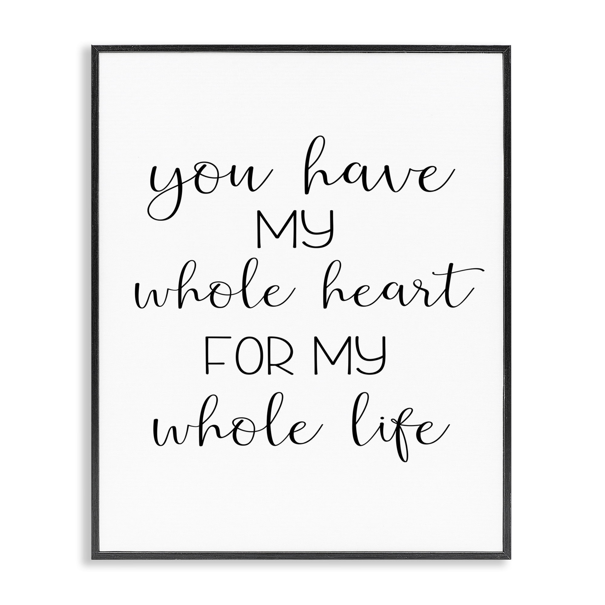 Stupell Industries Whole Heart For Life Text & Numbers Painting Black Framed Art Print Wall Art, 16 x 20