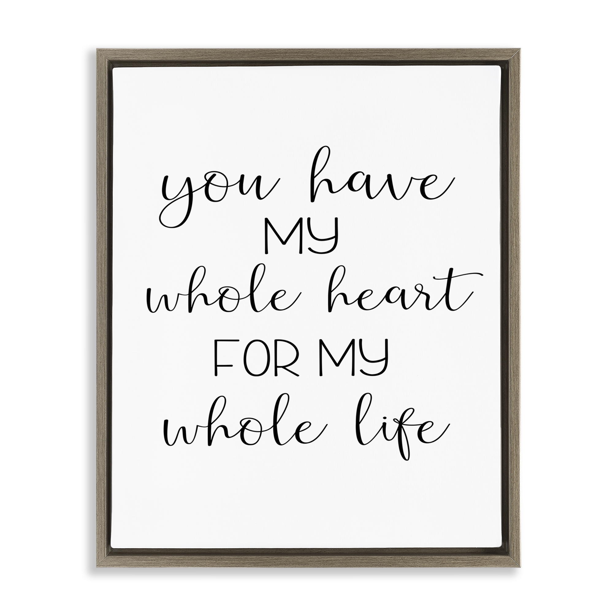 Stupell Industries Whole Heart For Life Text & Numbers Painting Brown Floater Framed Canvas Art Print Wall Art, 17 x 21