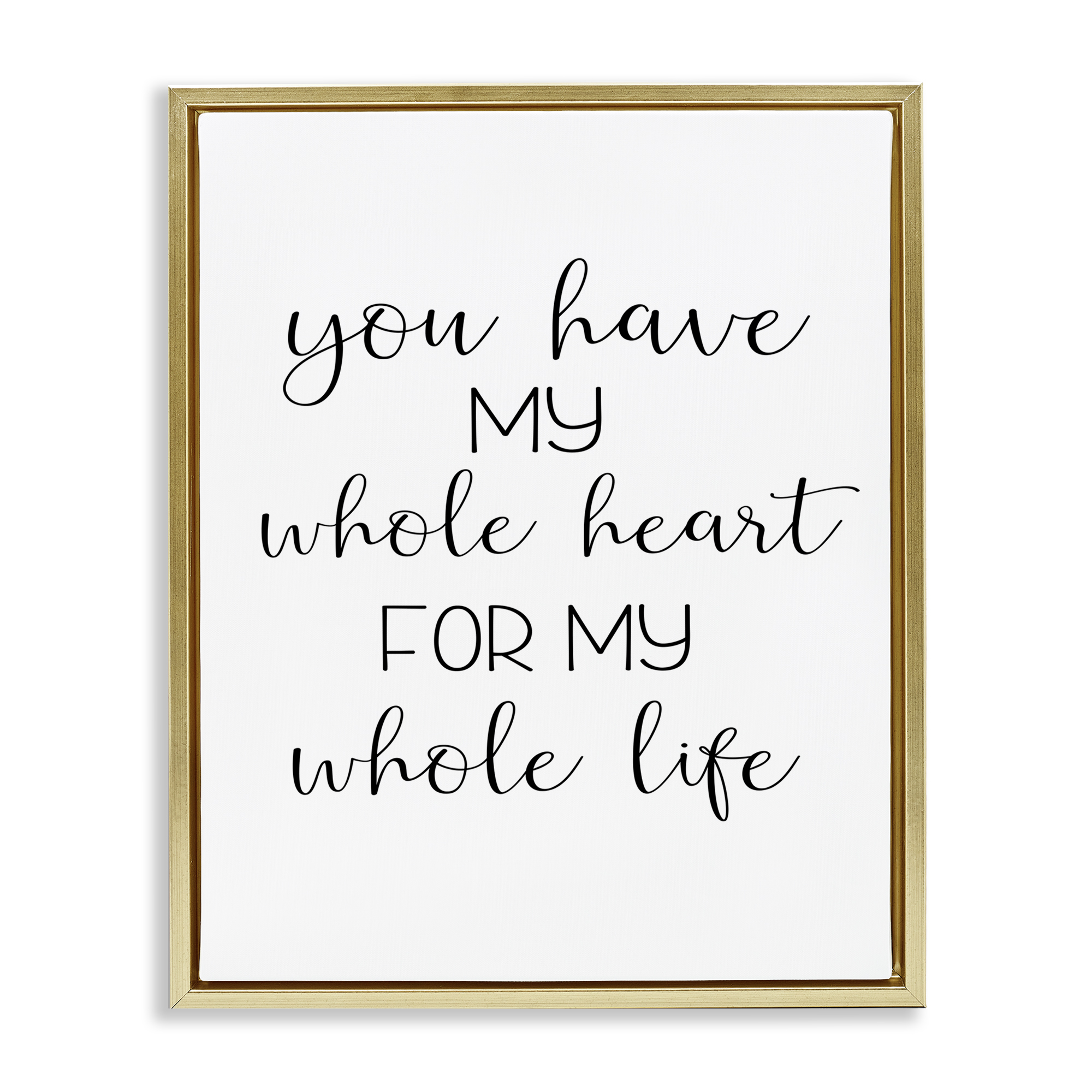 Stupell Industries Whole Heart For Life Text & Numbers Painting Gold Floater Framed Canvas Art Print Wall Art, 17 x 21