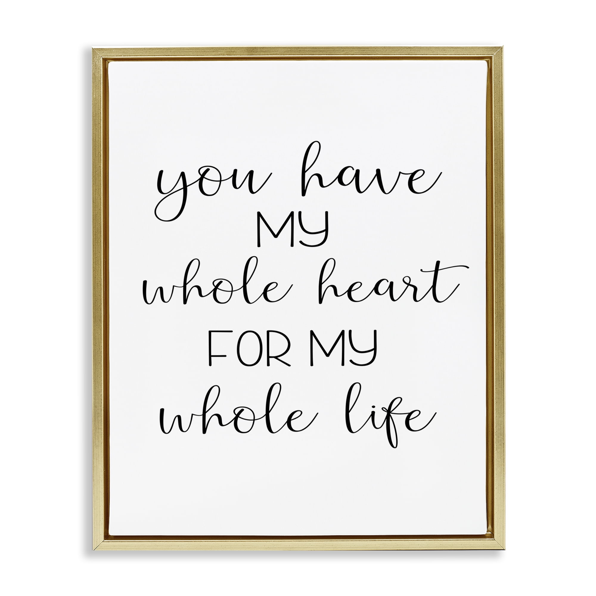 Stupell Industries Whole Heart For Life Text & Numbers Painting Gold Floater Framed Canvas Art Print Wall Art, 25 x 31
