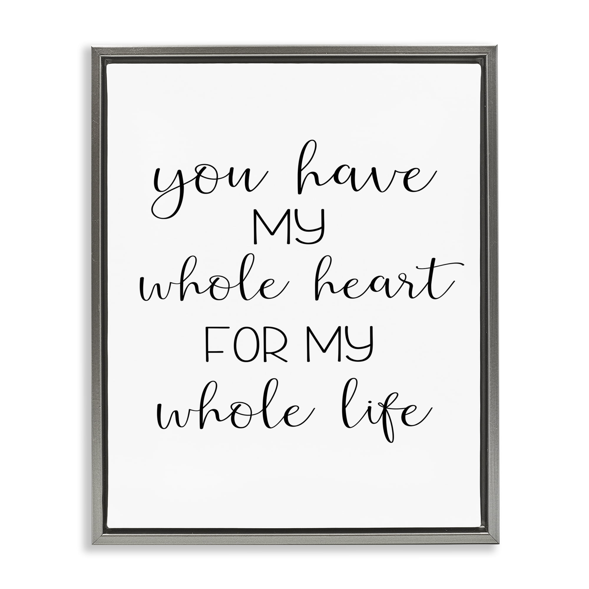 Stupell Industries Whole Heart For Life Text & Numbers Painting Gray Floater Framed Canvas Art Print Wall Art, 25 x 31