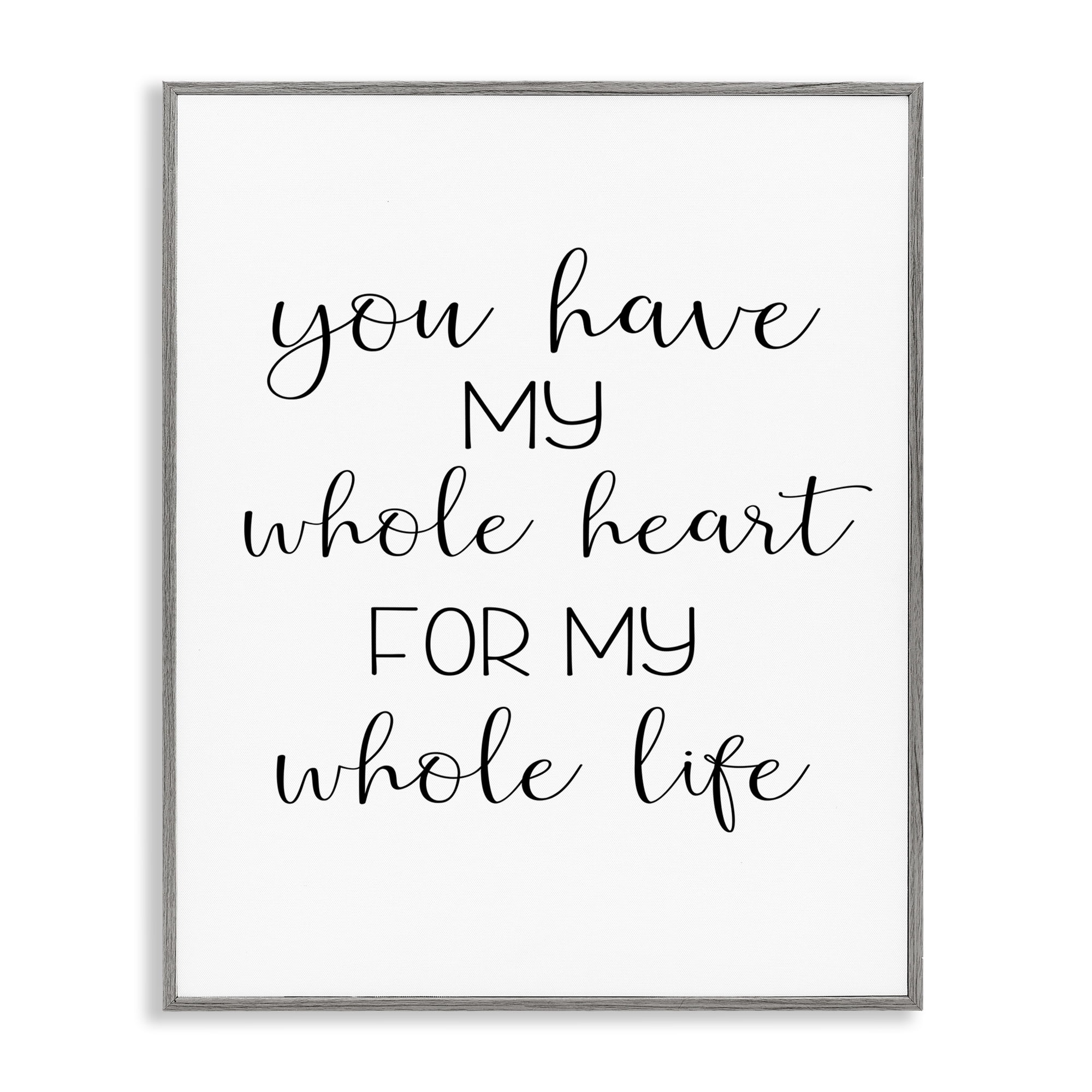 Stupell Industries Whole Heart For Life Text & Numbers Painting Gray Framed Art Print Wall Art, 11 x 14